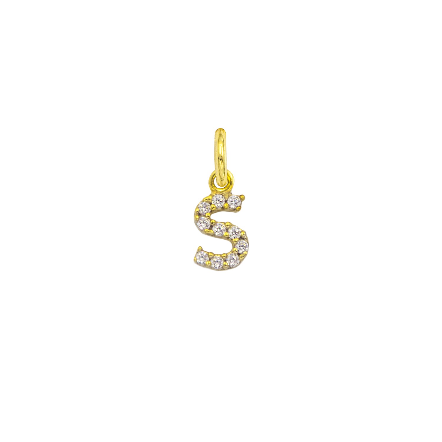 Charm Lettera S in Oro 9 Kt e Zirconi  Ref. A0549G9 - FACCO
