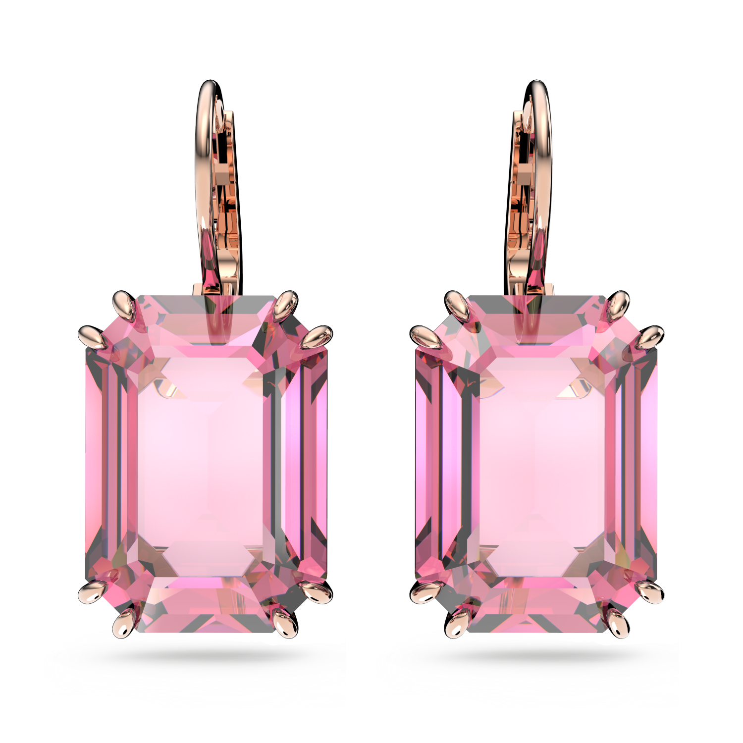 Swarovski - Orecchini pendenti Millenia, Taglio ottagonale, Rosa, Placcato color oro rosa Ref. 5619502 - SWAROVSKI