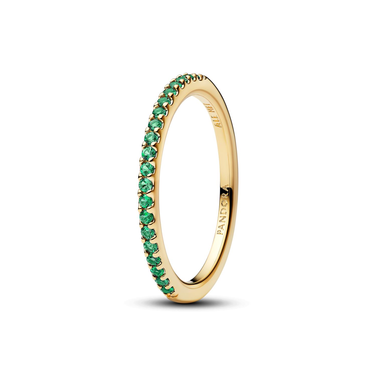 Pandora - Anello Pav&egrave; Fascia Sottile Verde Ref. 162999C03-56 - PANDORA