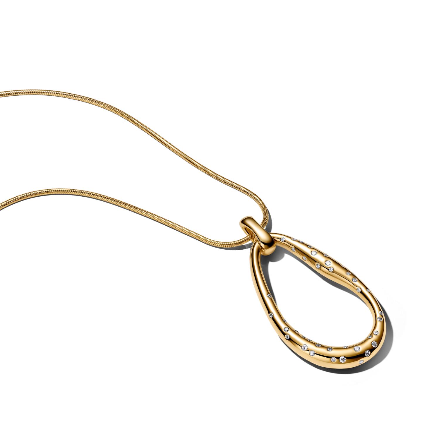 Pandora -  Collana Ovale Linea Sinuosa con Pietre Luminose Grande Ref. 364667C01-90 - PANDORA