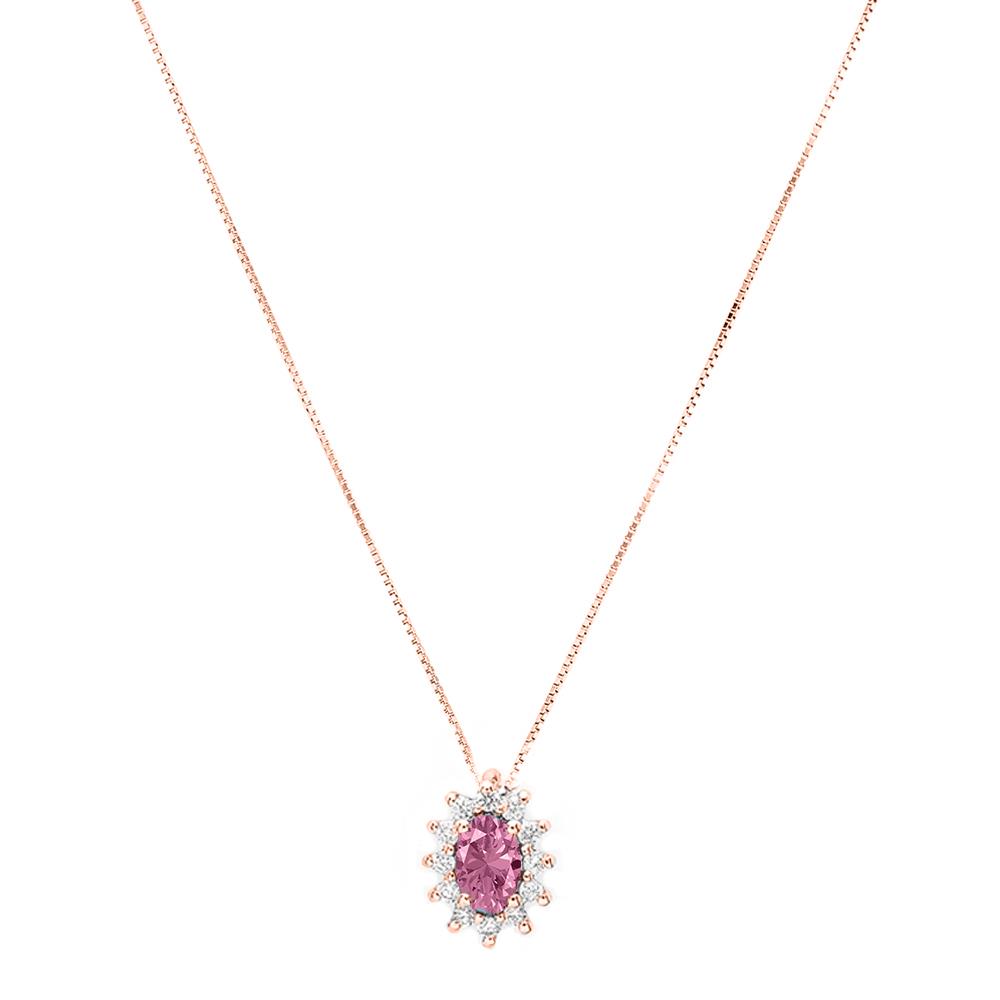 Girocollo in Oro Rosa con Zaffiro Rosa e Diamanti Ref. GI-2403R - FIDELA
