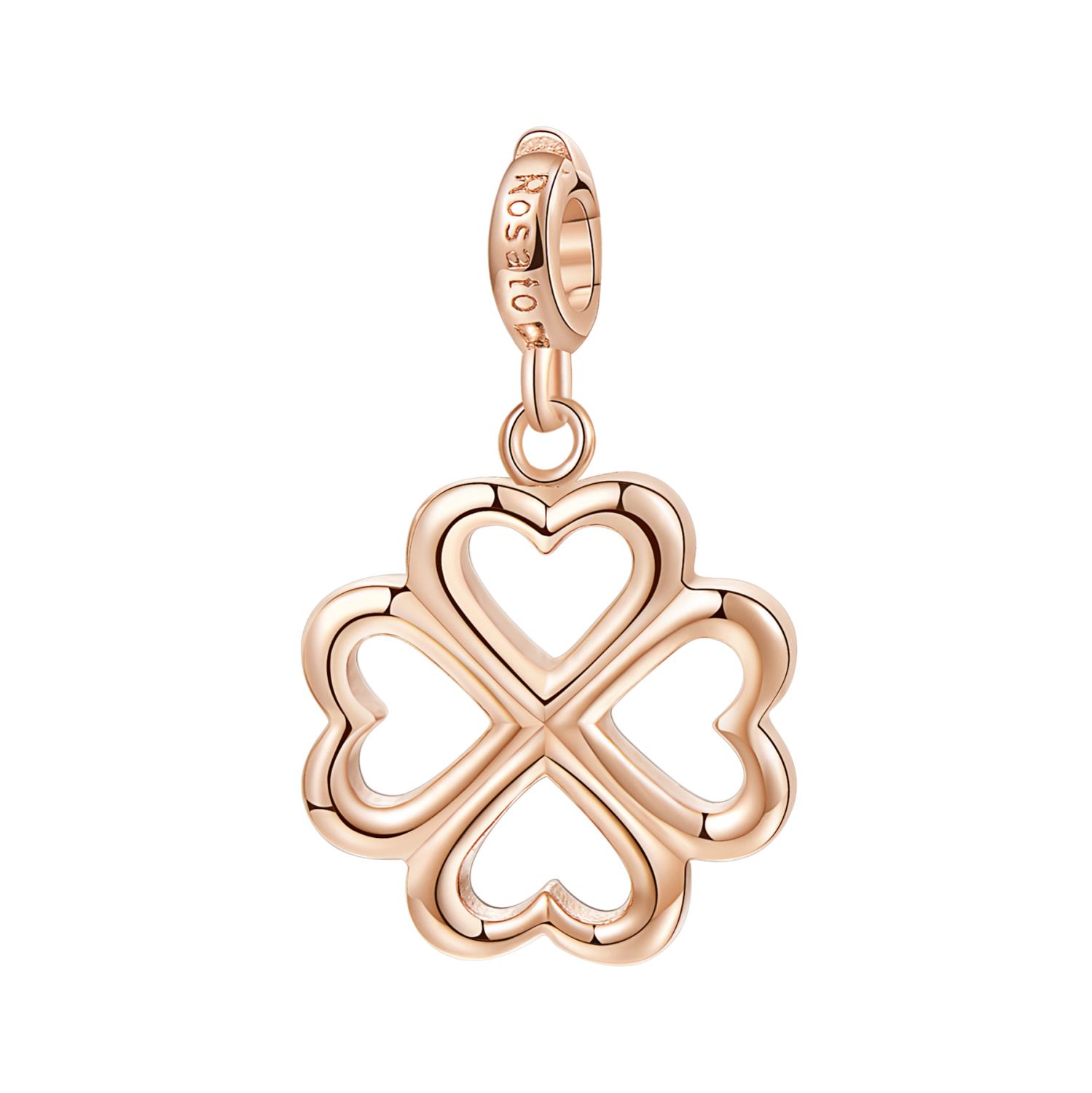 Rosato - Charm STORIE argento 925/1000 galvanica rosa quadrifoglio Ref. RZ007 - ROSATO