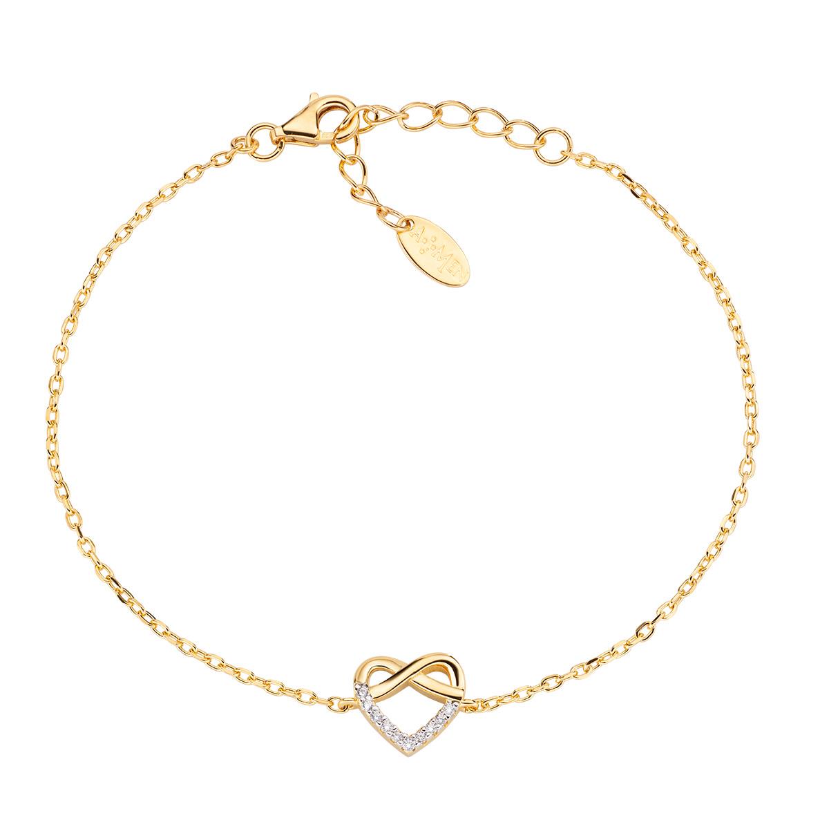 Bracciale "Cuore" in Argento Dorato con Zirconi - Amen Collection Ref. BRHIGBZ - AMEN