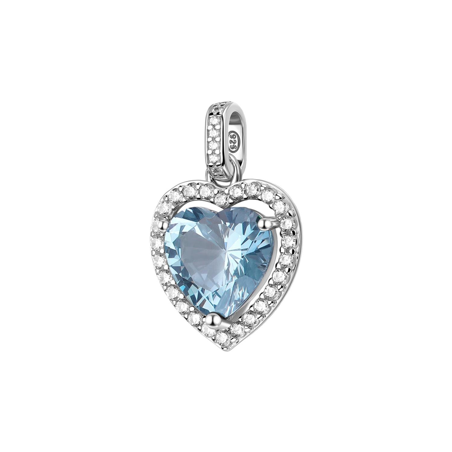 Brosway - Pendente FANCY in argento 925/1000 rodiato, a cuore con cubic zirconia light sapphire e white Ref. FCL125 - BROSWAY