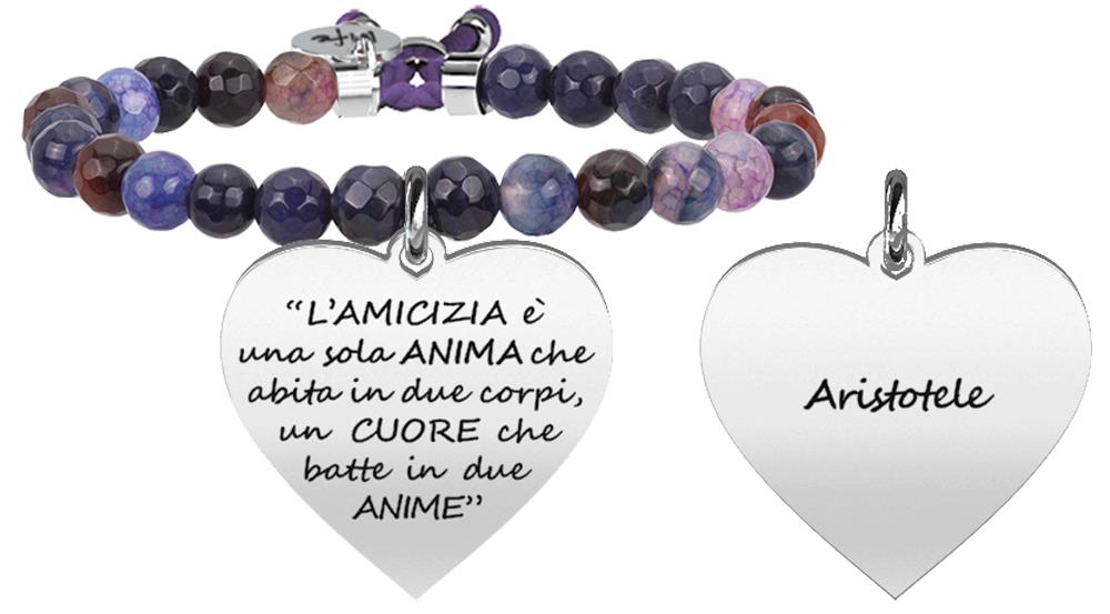 Gioielli Kidult - Bracciale agata multicolor blu e acciaio 316L Ref. 731329 - KIDULT