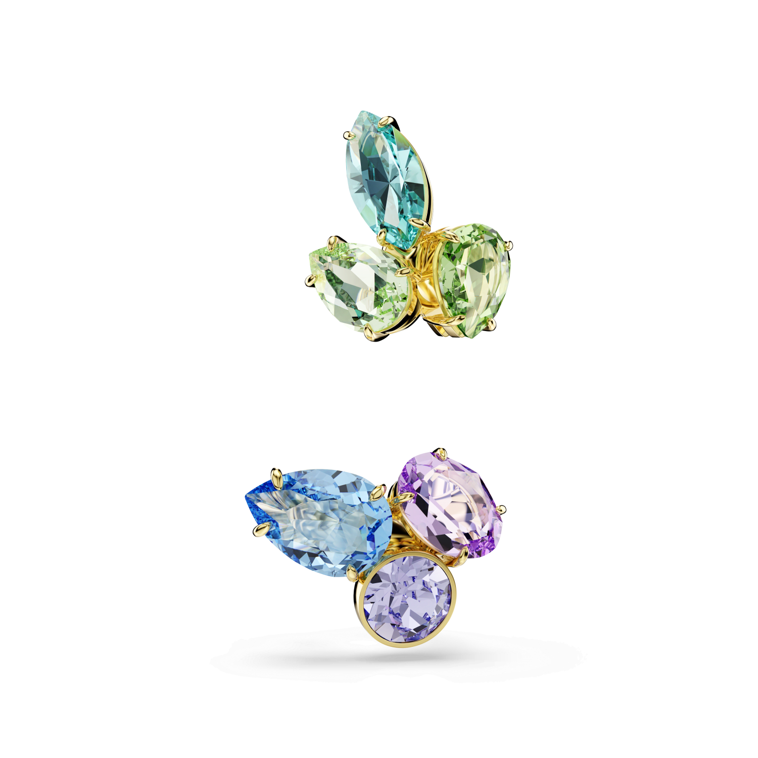 Swarovski - Orecchini ear cuff Gema, Design asimmetrico, Taglio misto, Multicolori, Placcato color oro Ref. 5741585 - SWAROVSKI