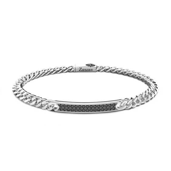 Bracciale Zancan da uomo in Argento e Spinelli neri Ref. ESB278-N - ZANCAN