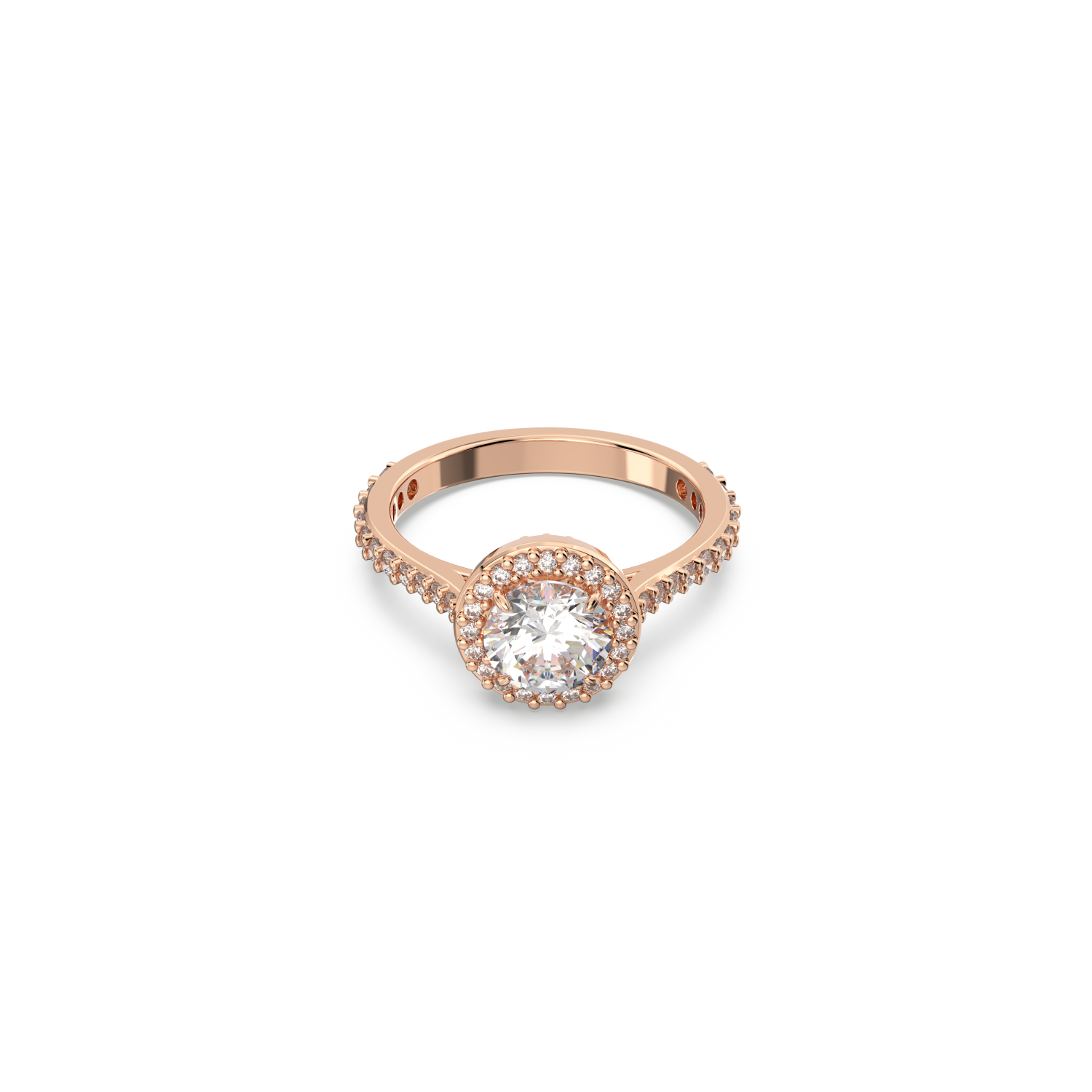 Swarovski - Anello cocktail Constella, Taglio tondo, Pavé, Bianco, Placcato color oro rosa Ref. 5642642 - SWAROVSKI