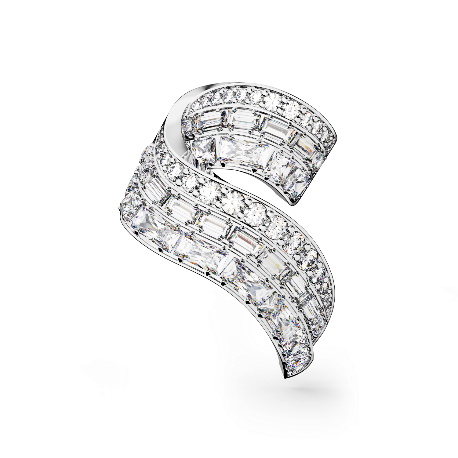 Swarovski - Spilla Hyperbola, Taglio misto, Bianca, Placcato rodio Ref. 5681426 - SWAROVSKI