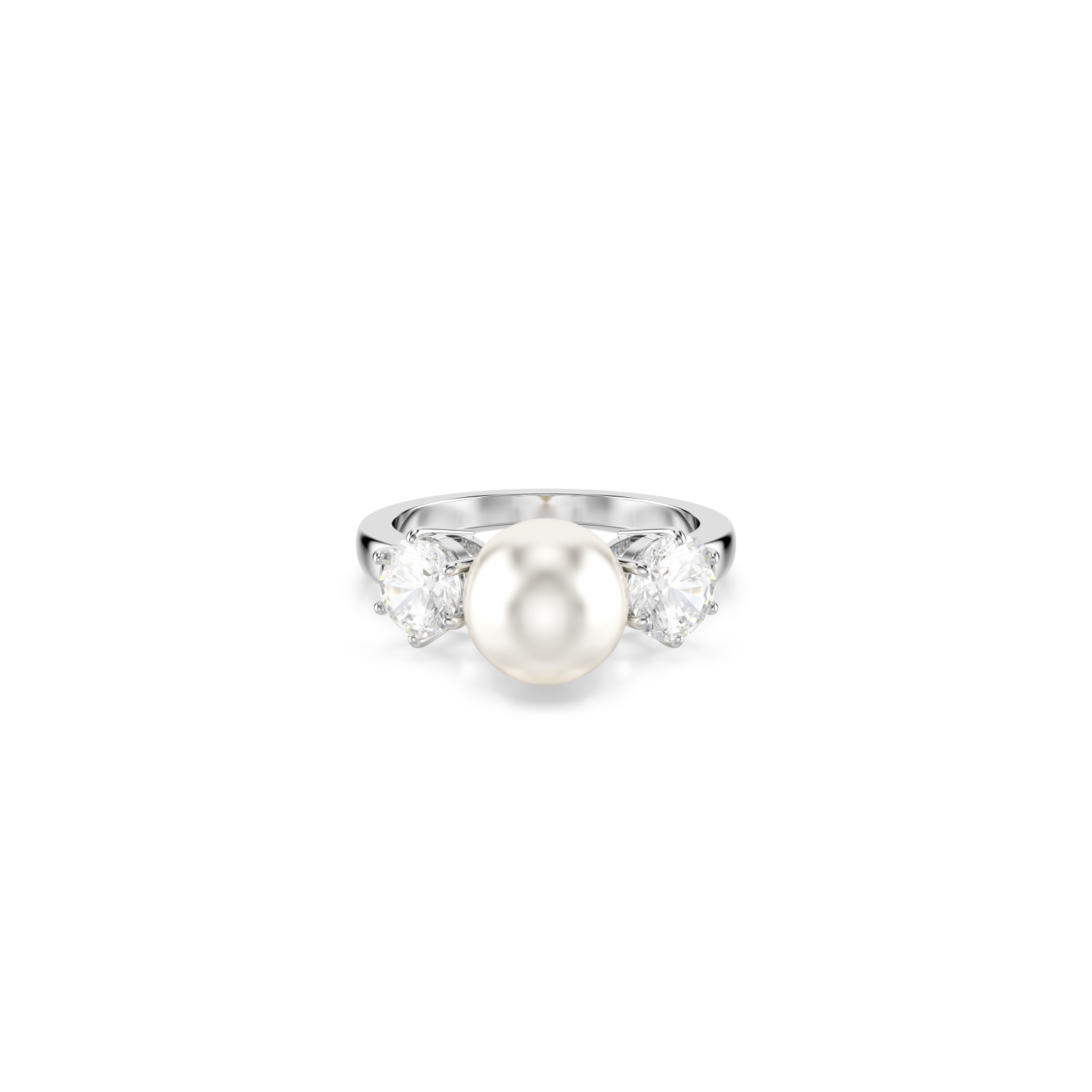 Swarovski - Anello cocktail Matrix, Crystal Pearl, Taglio Round, Bianco, Placcato rodio Ref. 5689627 - SWAROVSKI