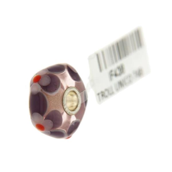 Trollbeads Unico in Vetro - OOAK Original Trollbeads Lilla con petali e fiori Rif. UNICO 74B - TROLLBEADS