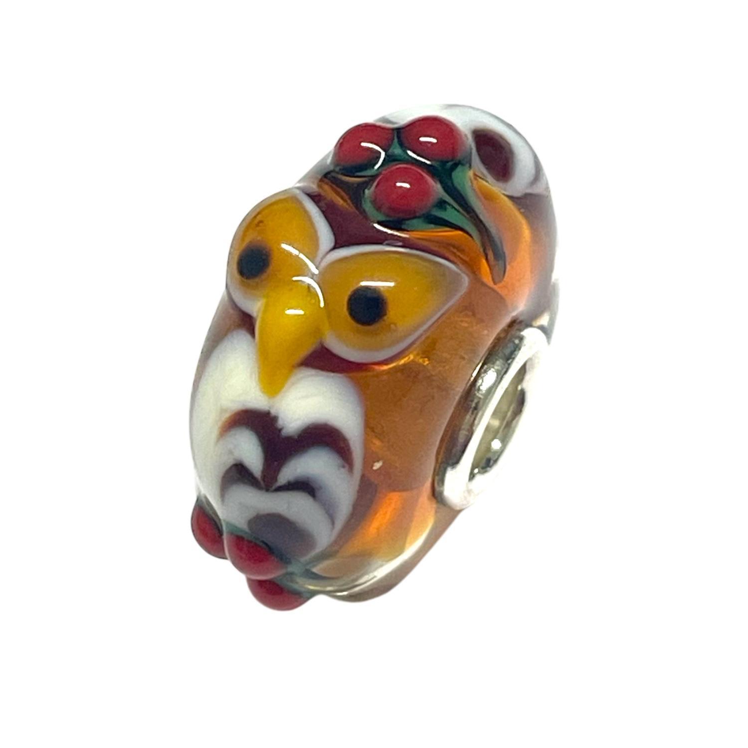 Trollbeads Unico in Vetro - Gufo con agrifoglio - TROLLBEADS