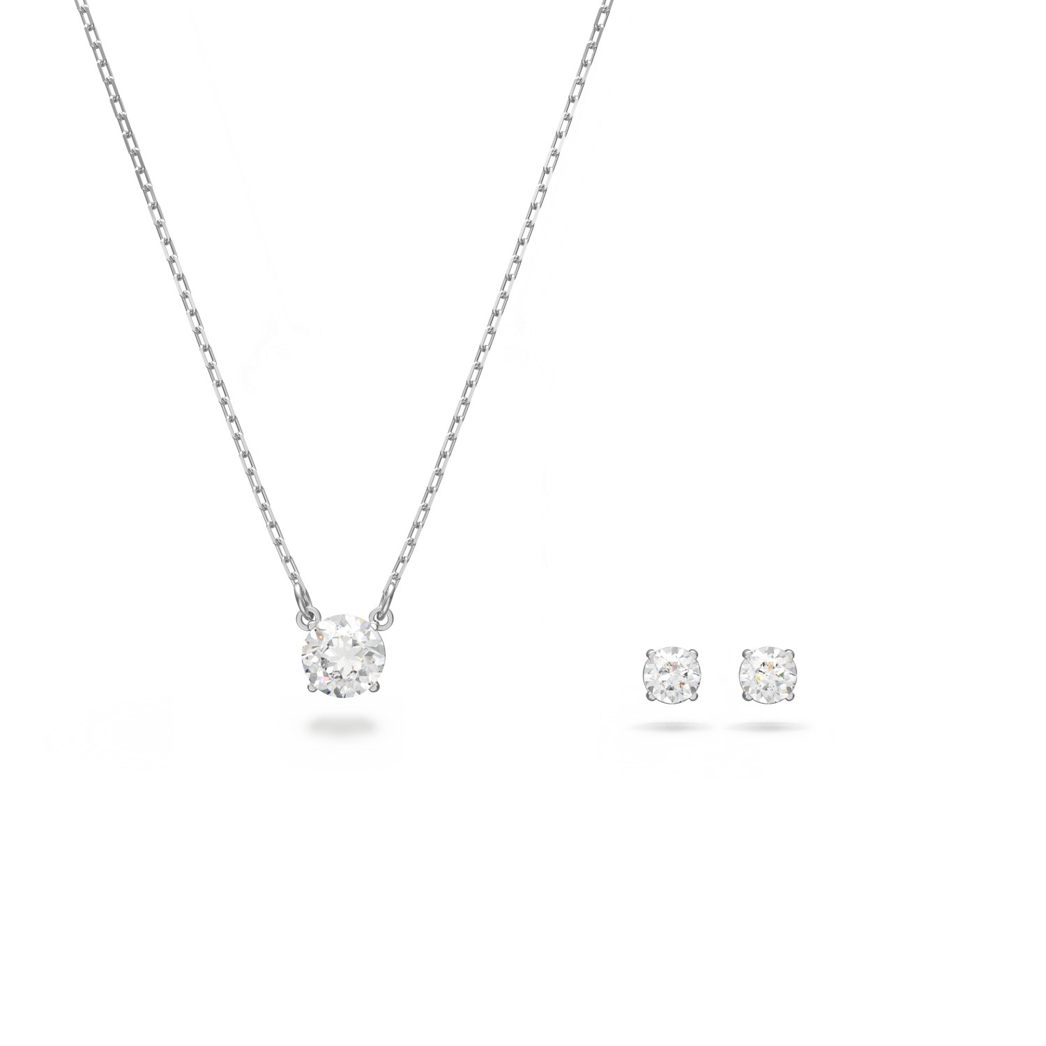 Swarovski - Set Attract, Taglio tondo, Bianco, Placcato rodio Ref. 5113468 - SWAROVSKI