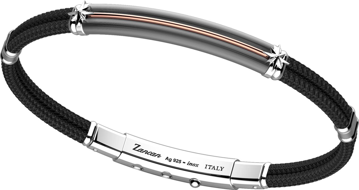 Bracciale Zancan da uomo in Argento e Kevlar Ref. ESB061R-NE - ZANCAN
