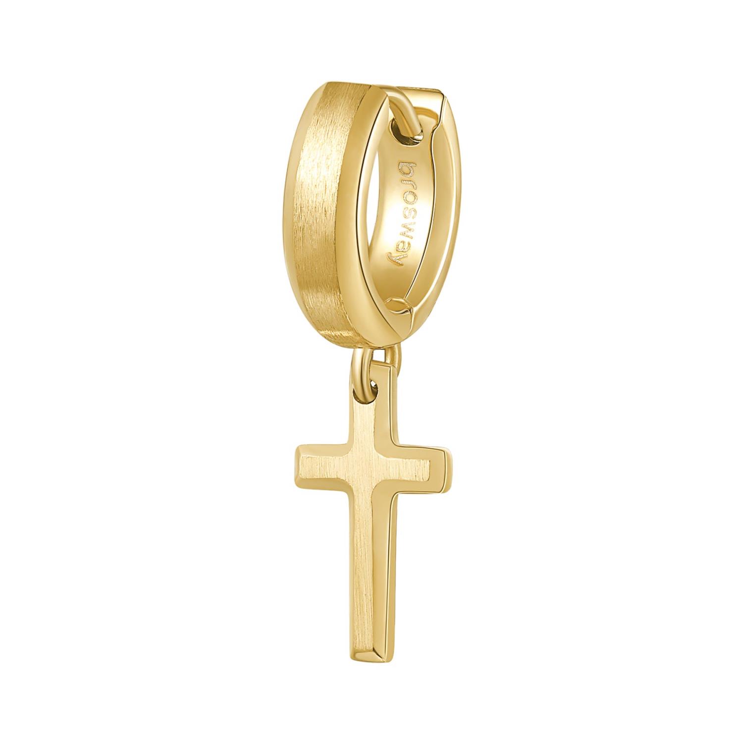 Brosway - Orecchino INK in acciaio, pvd oro, pendente croce. Ref. BIK29 - BROSWAY