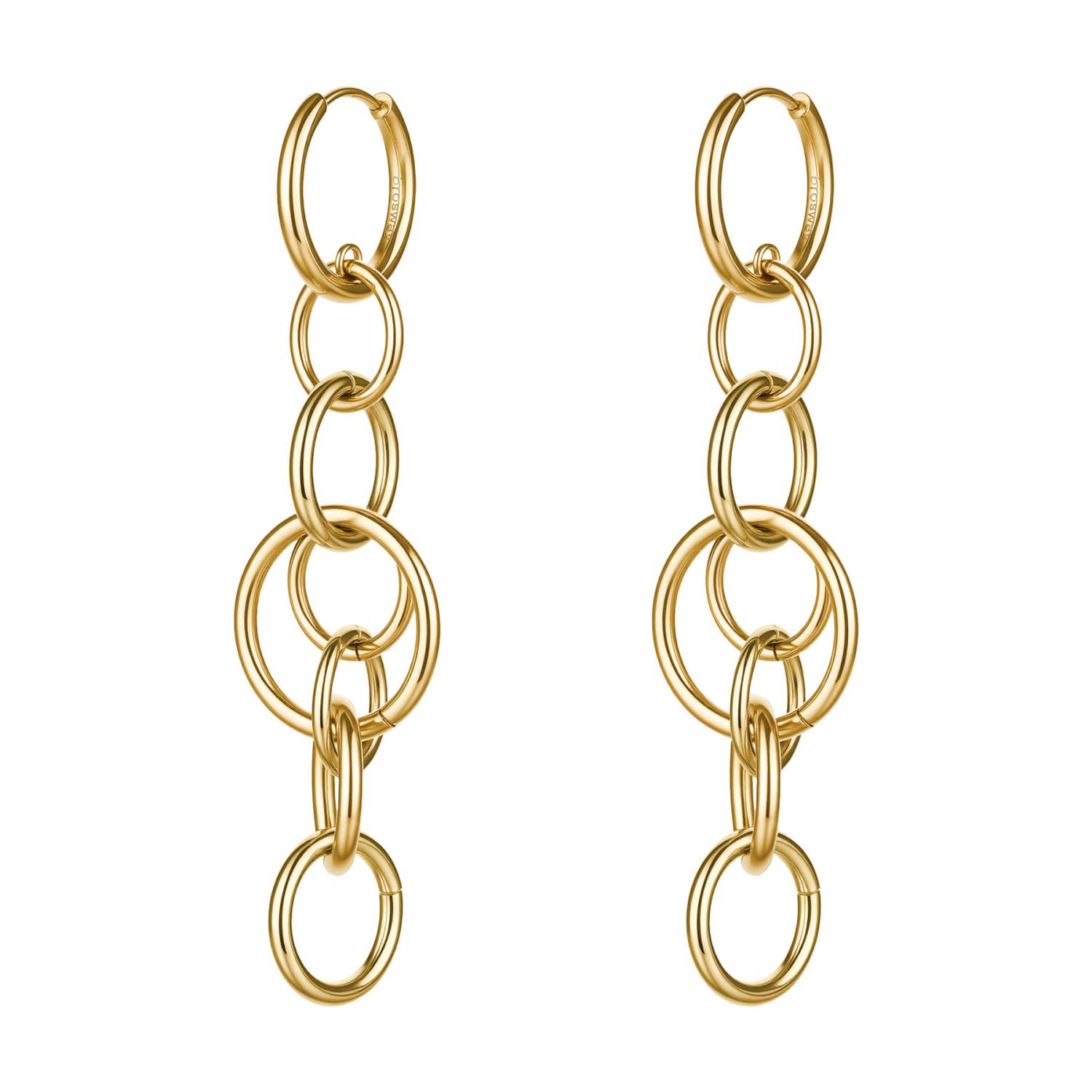 Brosway - Orecchini pendenti AURA in acciaio 316L, finitura pvd colore oro, con cerchi intersecati Ref. BAU30 - BROSWAY