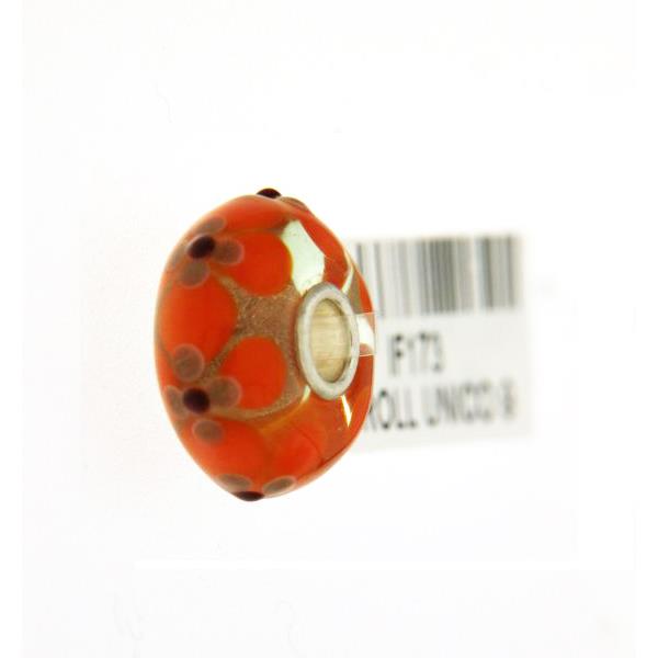 Trollbeads Unico in Vetro - OOAK Original Trollbeads  fiori arancioni Rif. UNICO 9 - TROLLBEADS