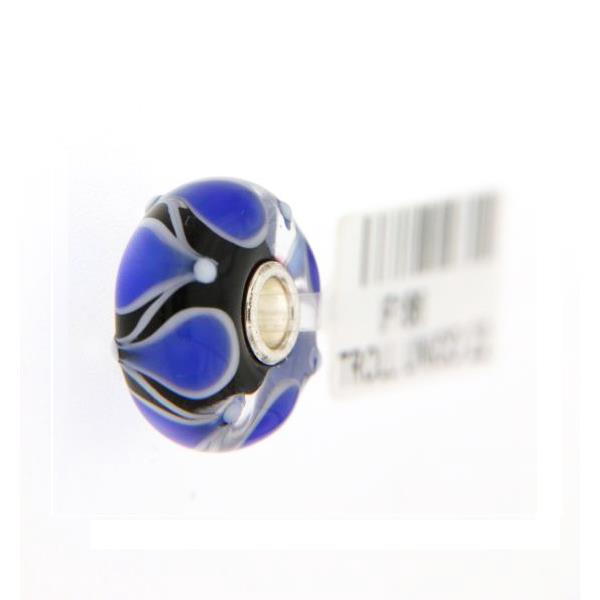 Trollbeads Unico in Vetro - OOAK Original Trollbeads  blue neroRif. UNICO 22 - TROLLBEADS