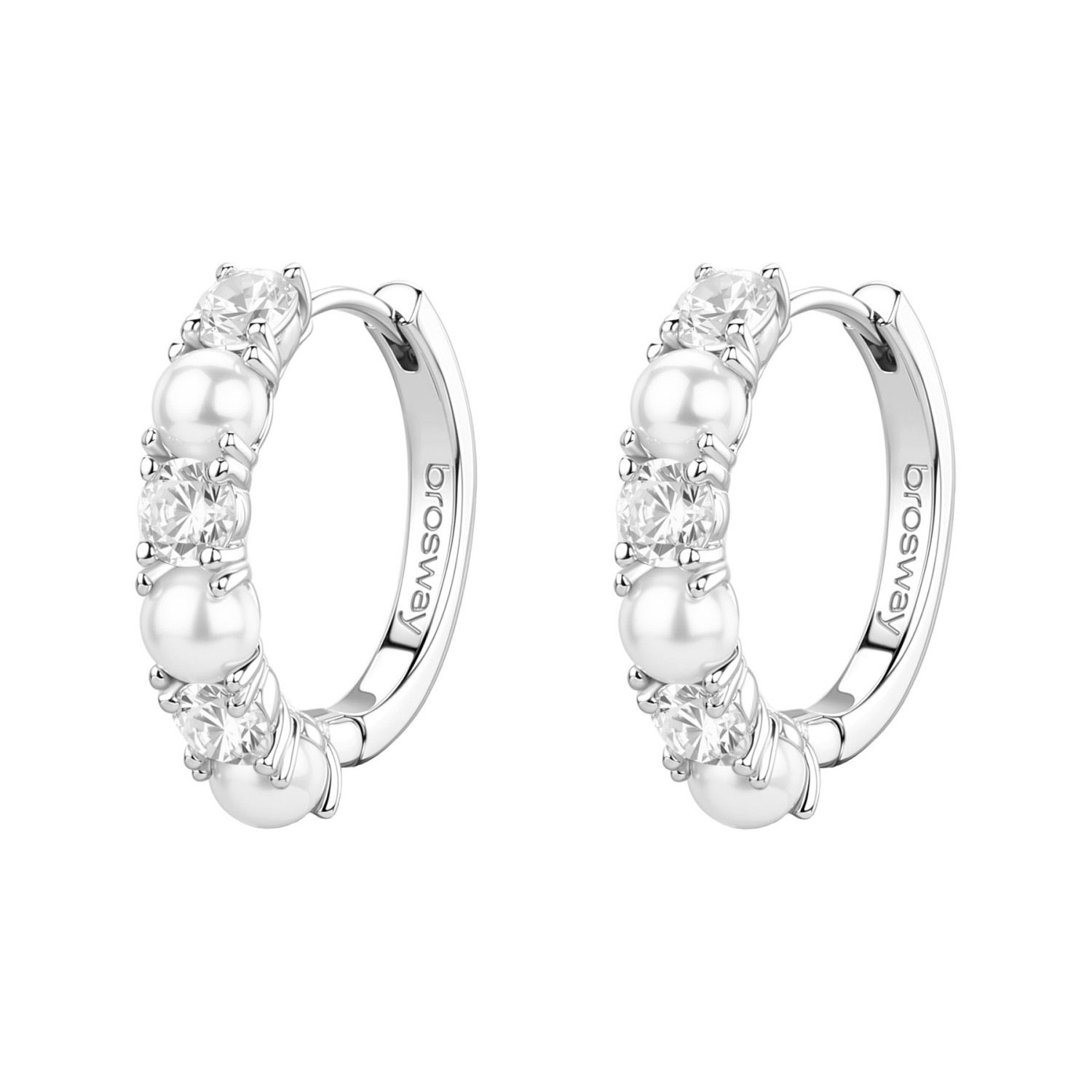 Brosway - Orecchini a cerchietto FANCY in argento 925/1000 rodiato, con perle e cubic zirconia white Ref. FIW176 - BROSWAY