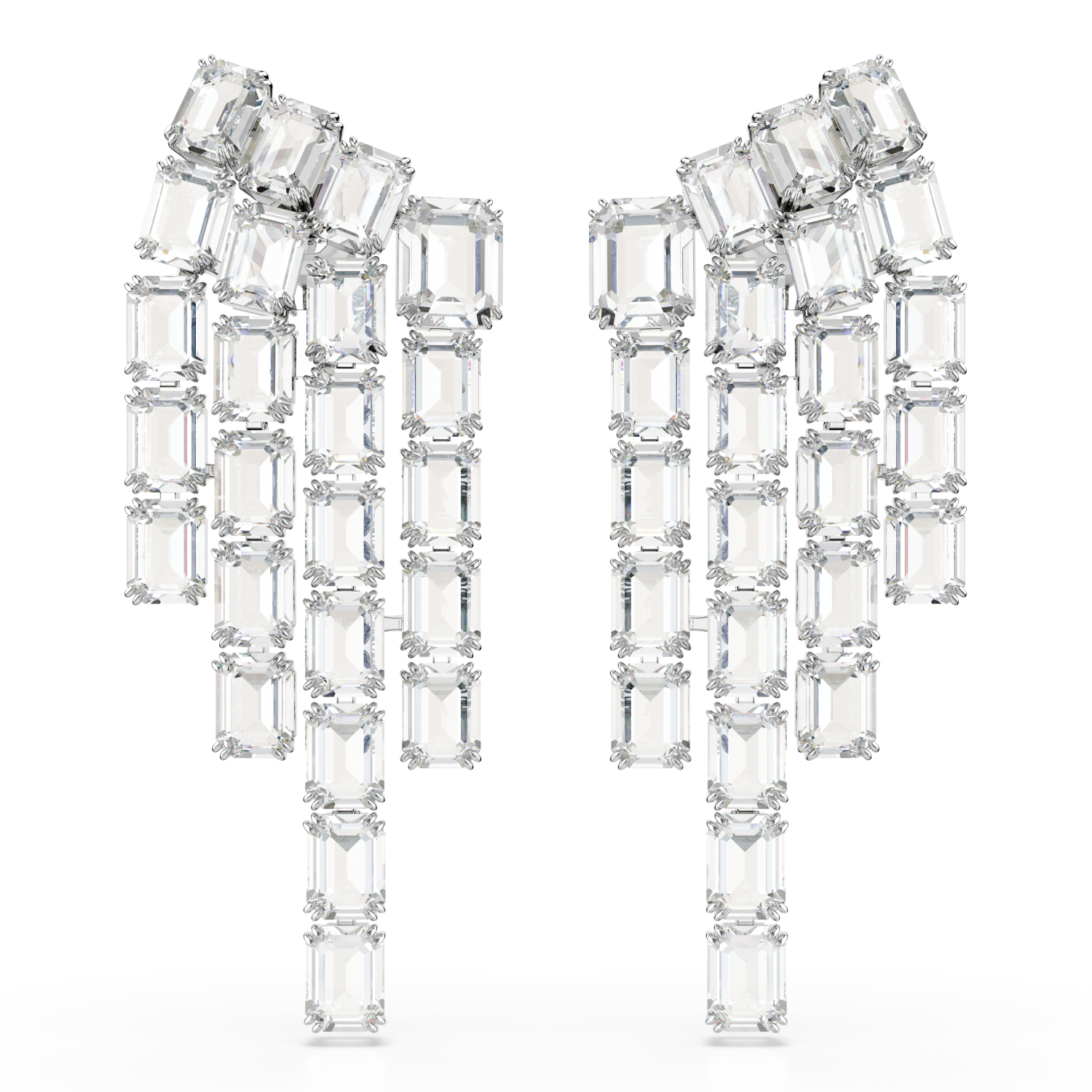 Swarovski - Orecchini a clip Millenia, Taglio Octagon, lampadario, Bianchi, Placcato rodio Ref. 5705796 - SWAROVSKI