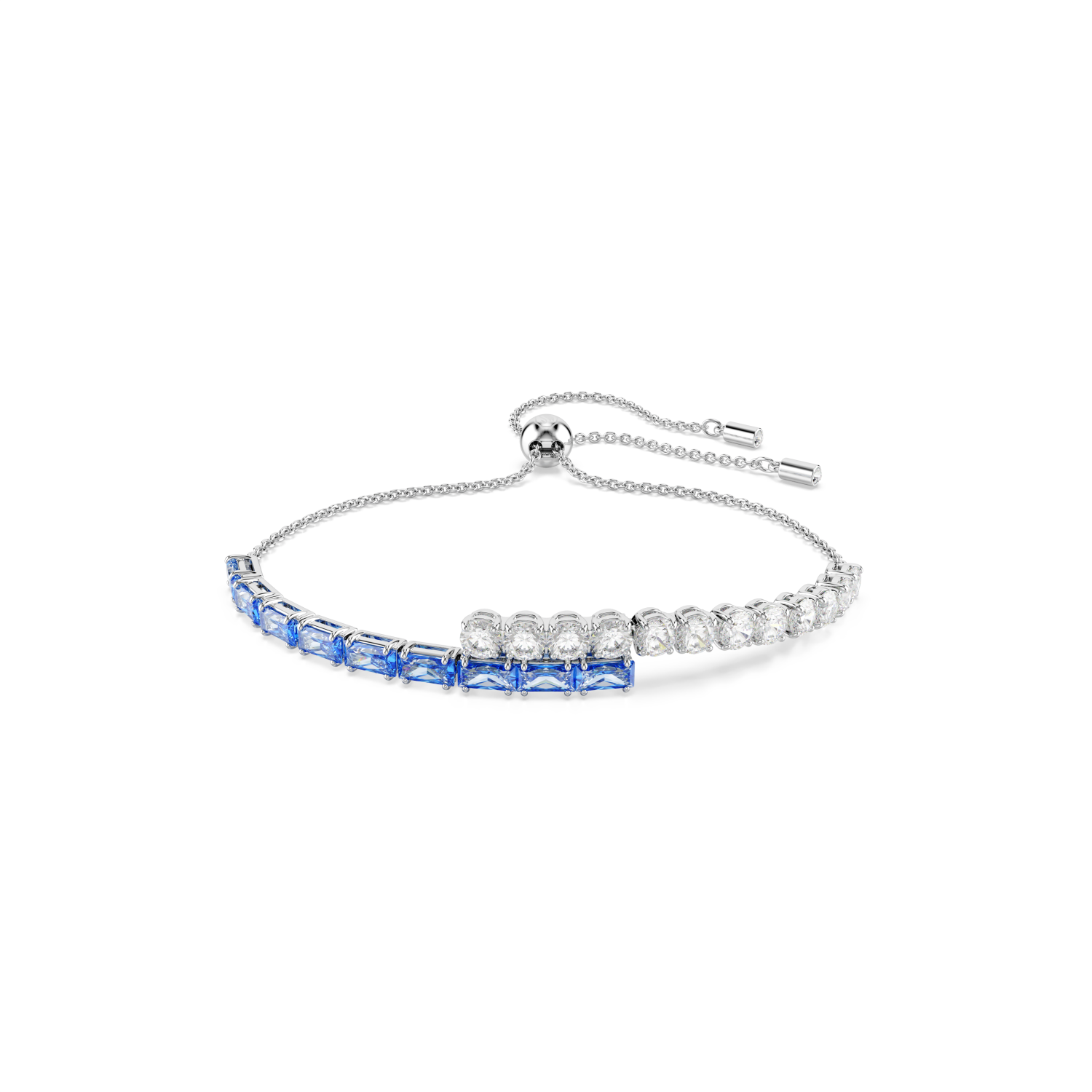 Swarovski - Braccialetto Matrix, Taglio misto, Blu, Placcato rodio Ref. 5732266 - SWAROVSKI