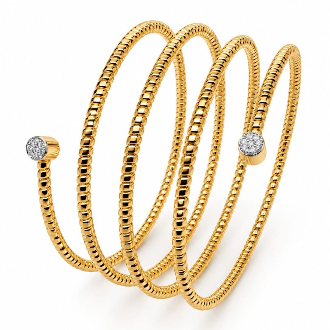Bartoccini Art - Bracciale spirale in Oro Giallo e Diamanti Naturali - BARTOCCINI ART