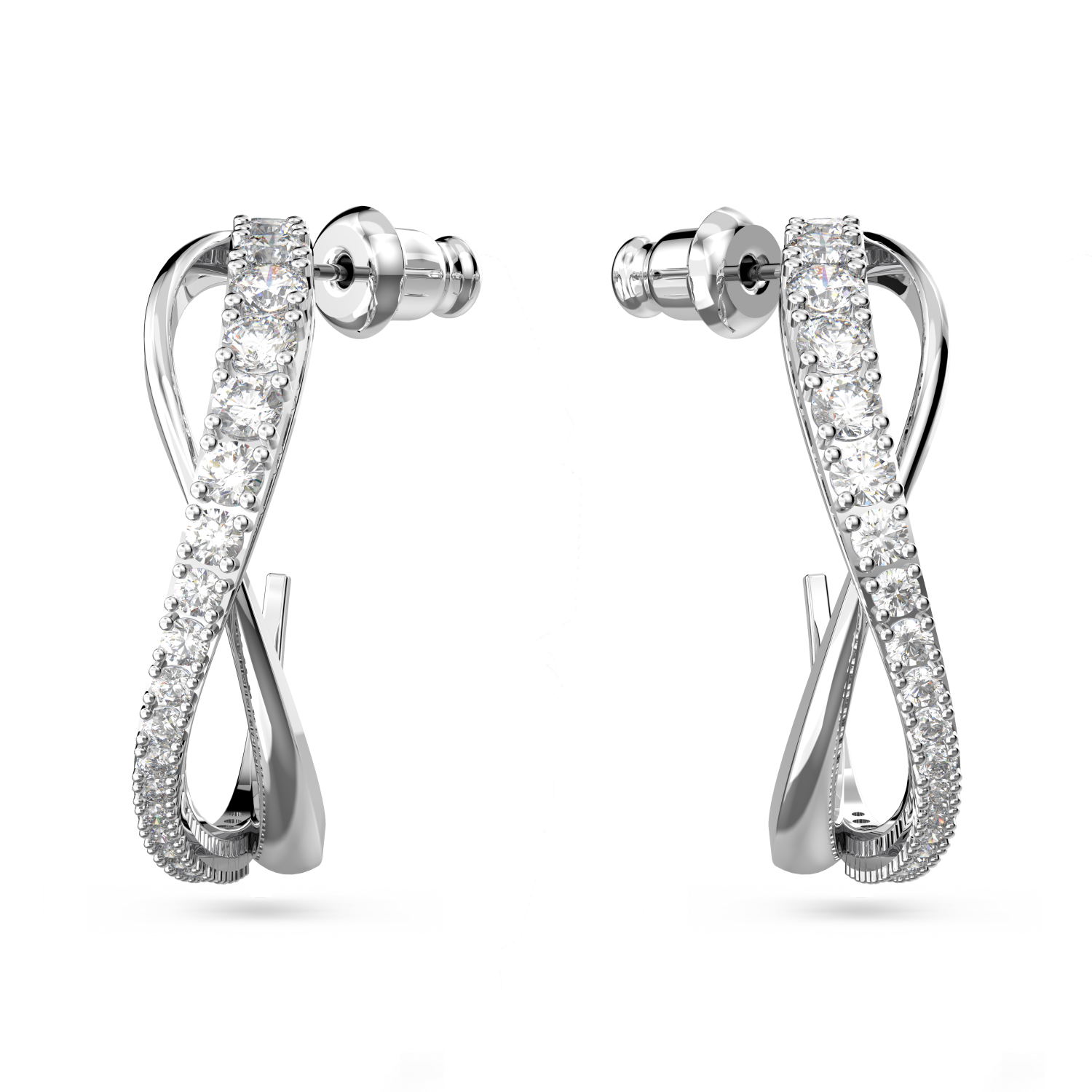 Swarovski - Orecchini a cerchio Twist, Bianchi, Placcato rodio Ref. 5563908 - SWAROVSKI