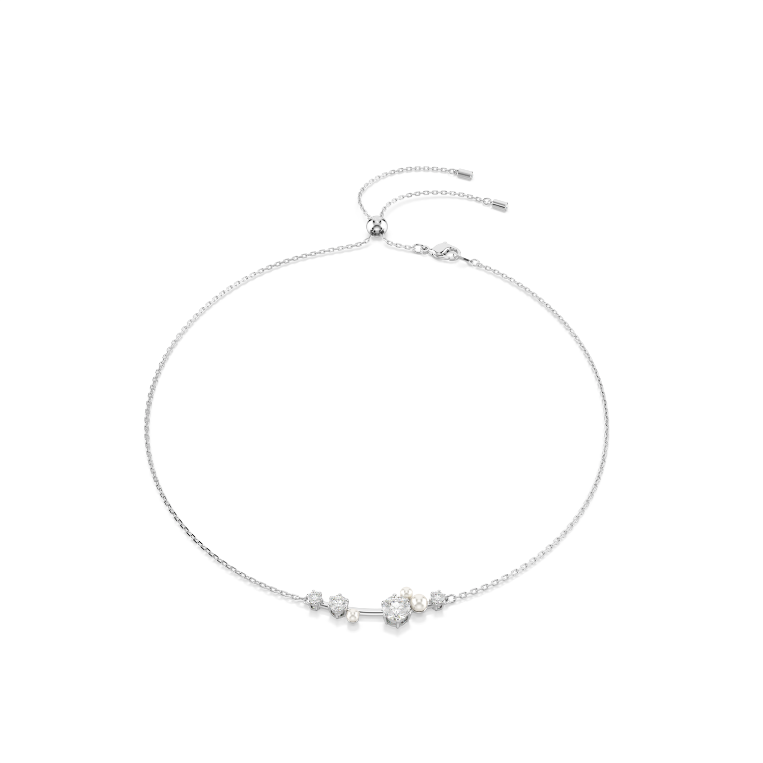 Swarovski - Collana Constella, Crystal Pearl, tagli Round, Bianca, Placcato rodio Ref. 5705626 - SWAROVSKI