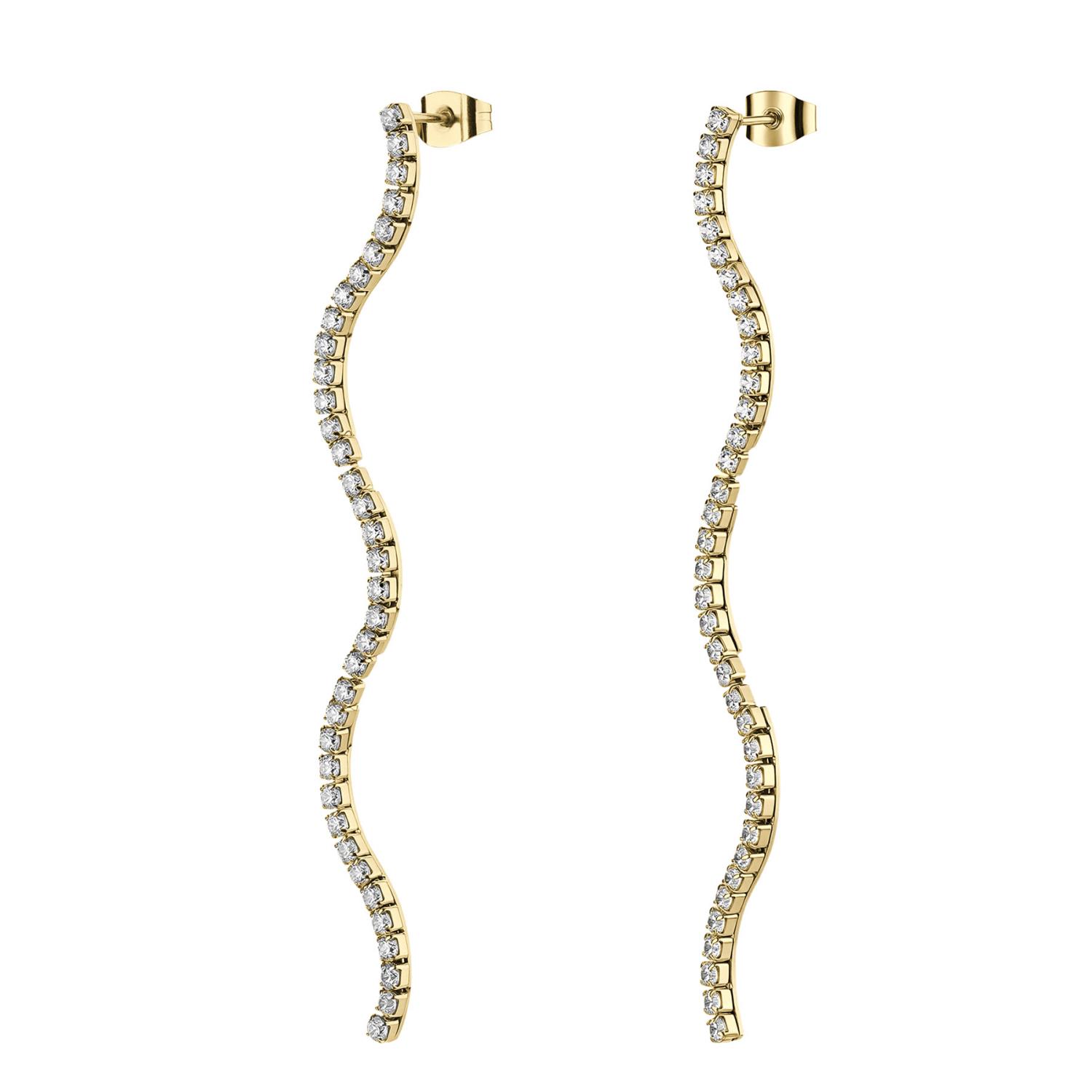 Brosway - Orecchini pendenti  DESIDERI in acciaio 316L, finitura pvd colore oro, cubic zirconia white Ref. BEIE034 - BROSWAY