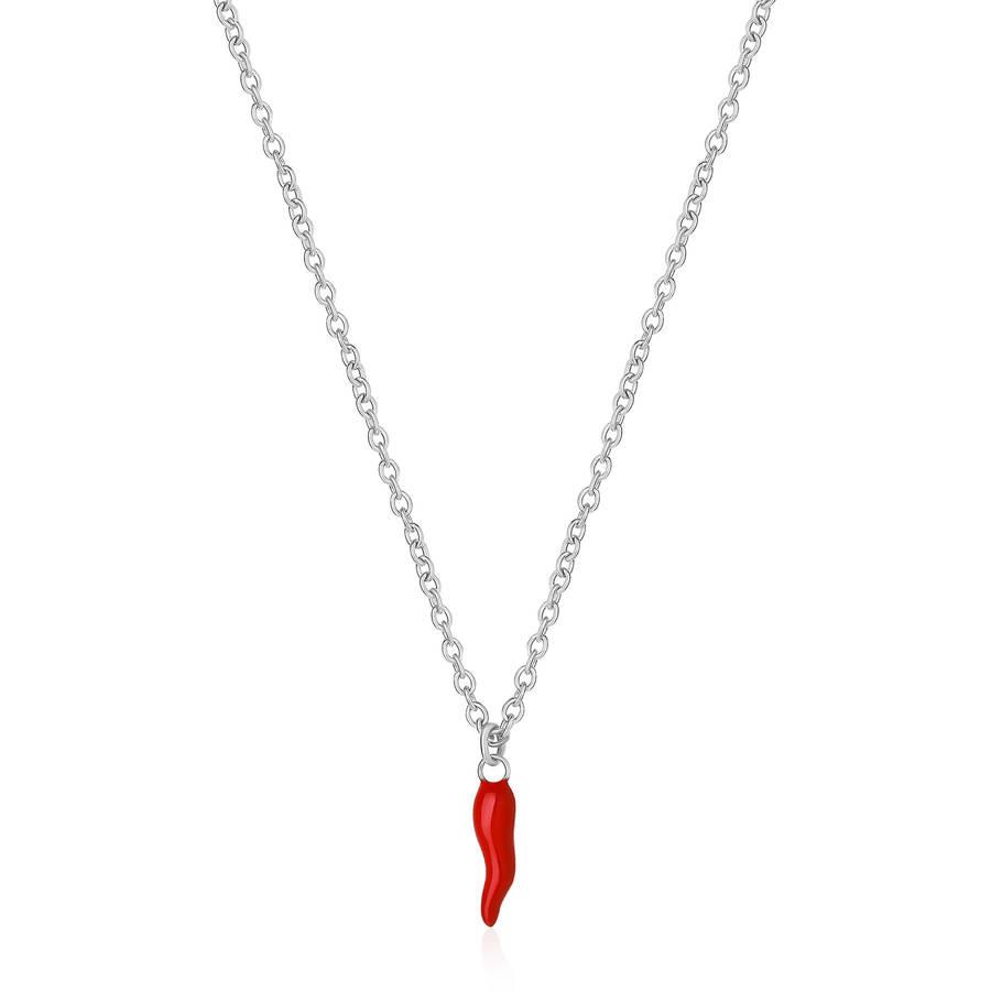 Brosway - Collana CHARKA in acciaio, cornetto con smalto rosso Ref. BHKN089 - BROSWAY