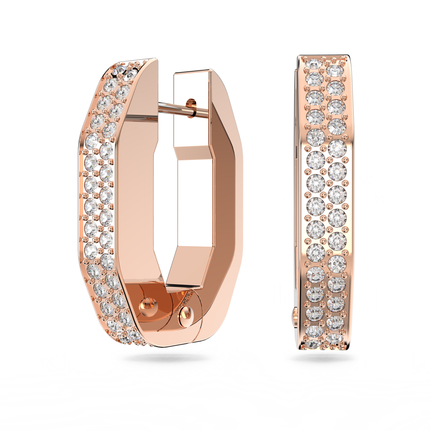 Swarovski - Orecchini a cerchio Dextera, Ottagono, Pavé, Piccoli, Bianchi, Placcato color oro rosa Ref. 5634993 - SWAROVSKI