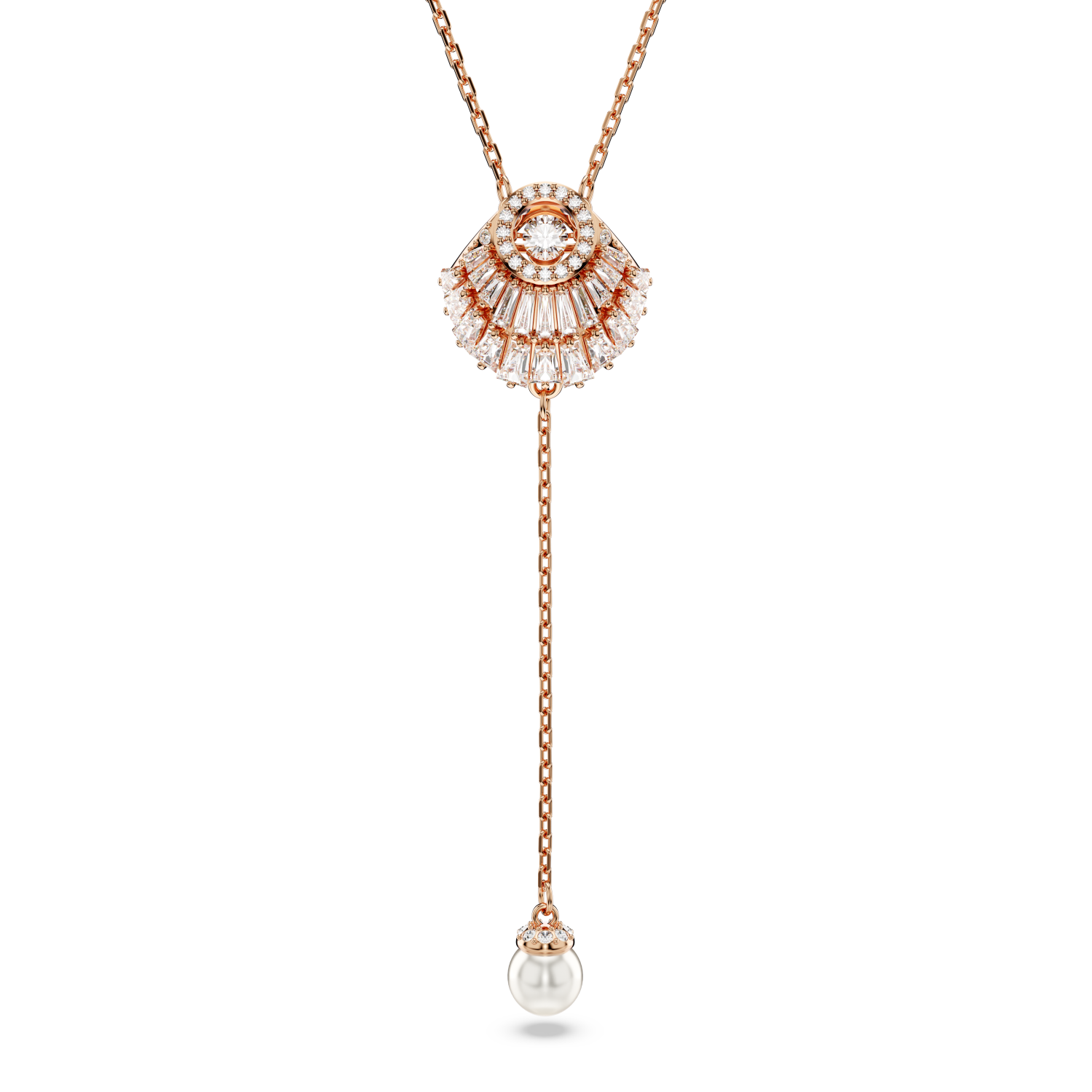Swarovski - Pendente a Y Idyllia, Conchiglia, Bianco, Placcato color oro rosa Ref. 5680299 - SWAROVSKI