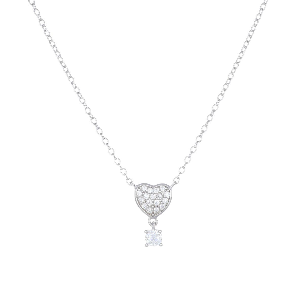 Collana Cuore e Punto Luce con Zirconi Bianchi - Amen Collection Ref. CLPHBBZ - AMEN