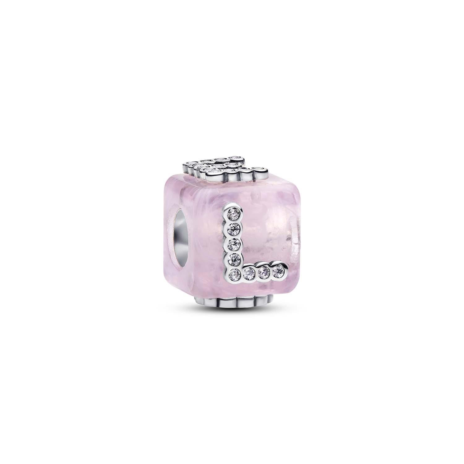 Pandora - Charm Cubo Love Vetro di Murano Rosa Ref. 794433C01 - PANDORA