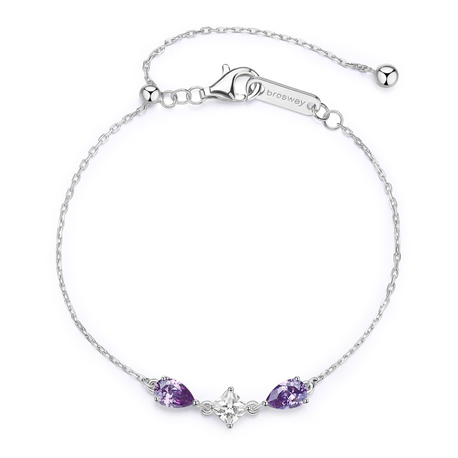 Brosway - Bracciale FANCY in argento 925/1000 rodiato e cubic zirconia white e amethyst, forma pear Ref. FMP114 - BROSWAY