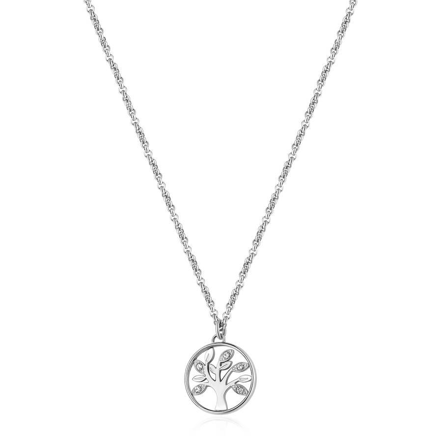 Brosway - Collana CHARKA in acciaio, albero della vita con cristalli biachi Ref. BHKN093 - BROSWAY