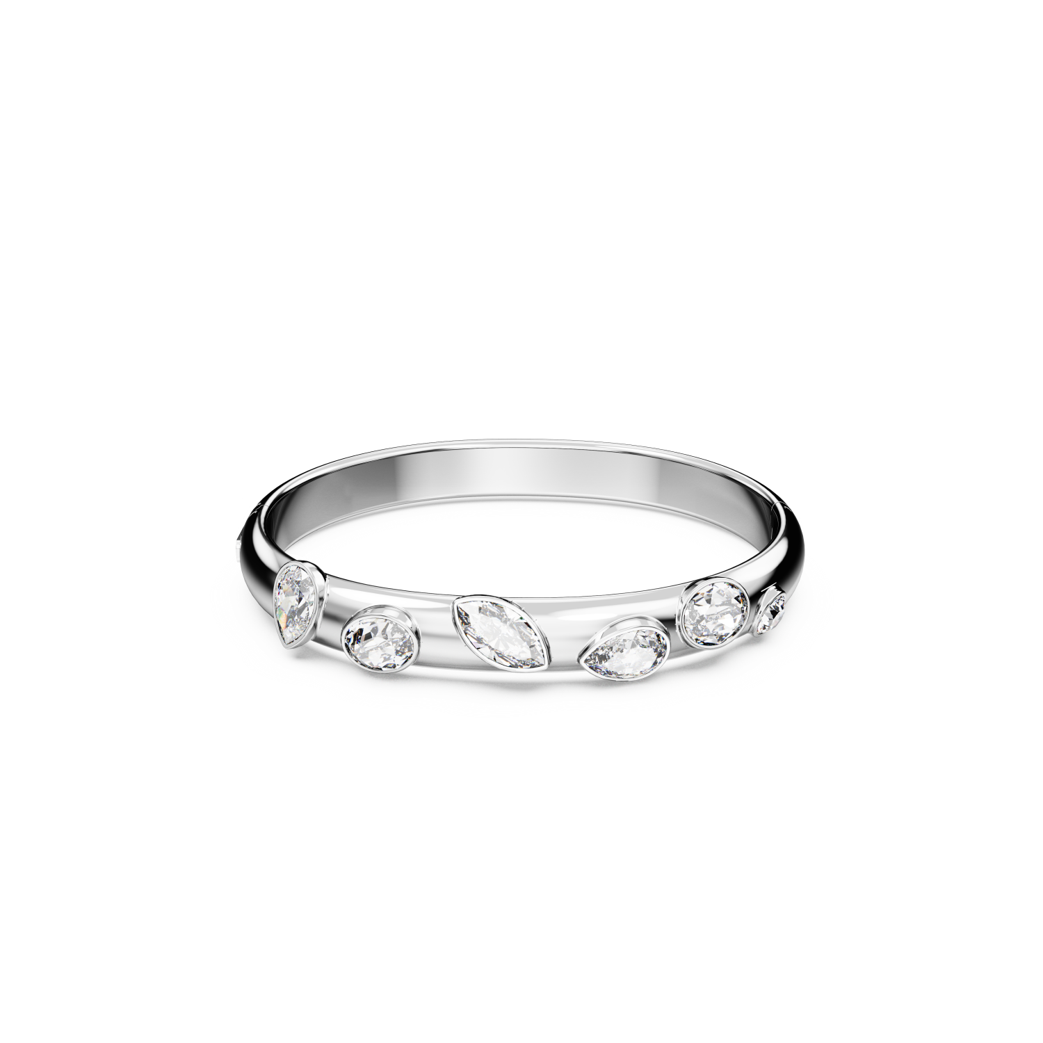 Swarovski - Bracciale rigido Dextera, Taglio misto, Bianco, Placcato rodio Ref. 5671195 - SWAROVSKI