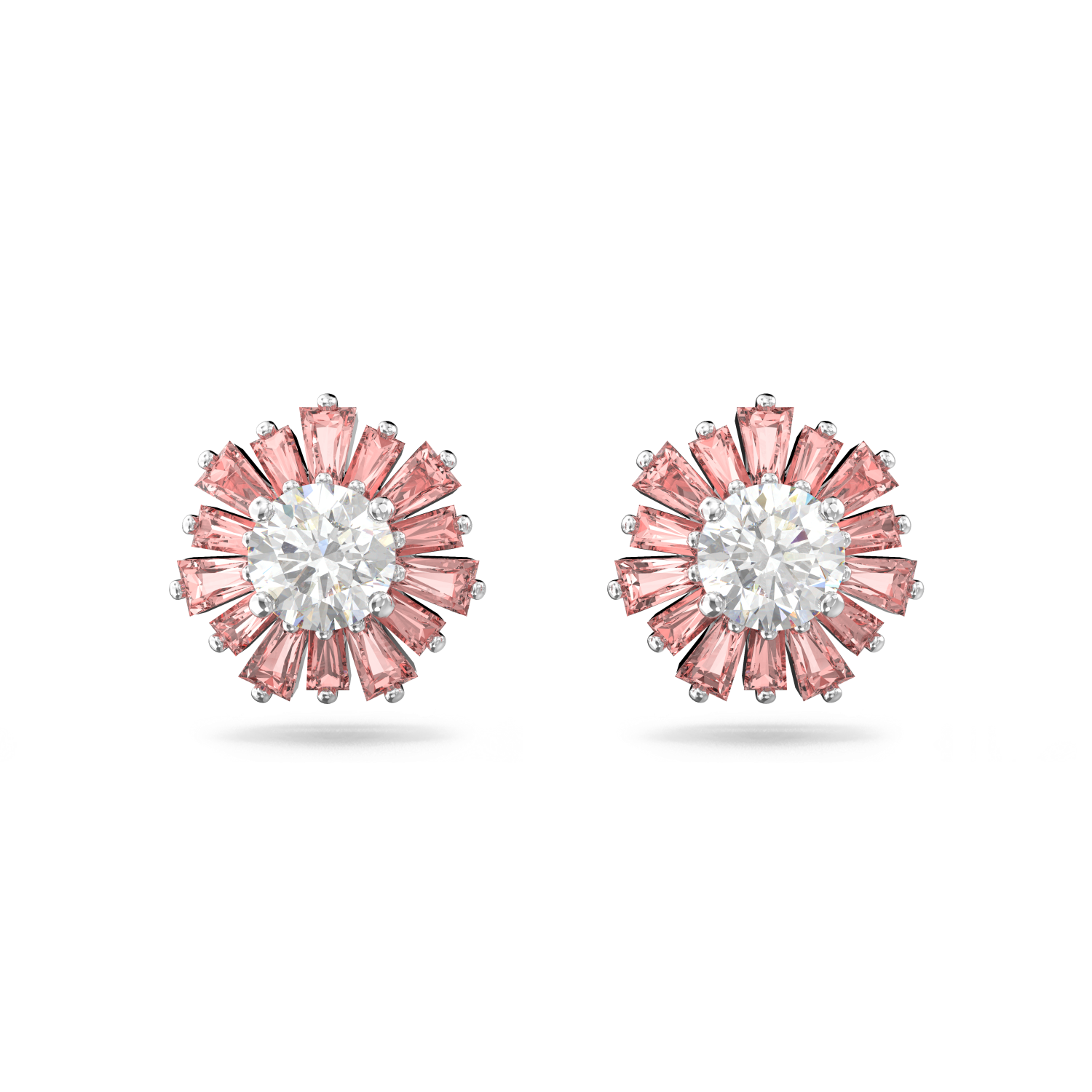 Swarovski - Orecchini a lobo Sunshine, Taglio misto, Sole, Rosa, Placcato rodio Ref. 5642962 - SWAROVSKI