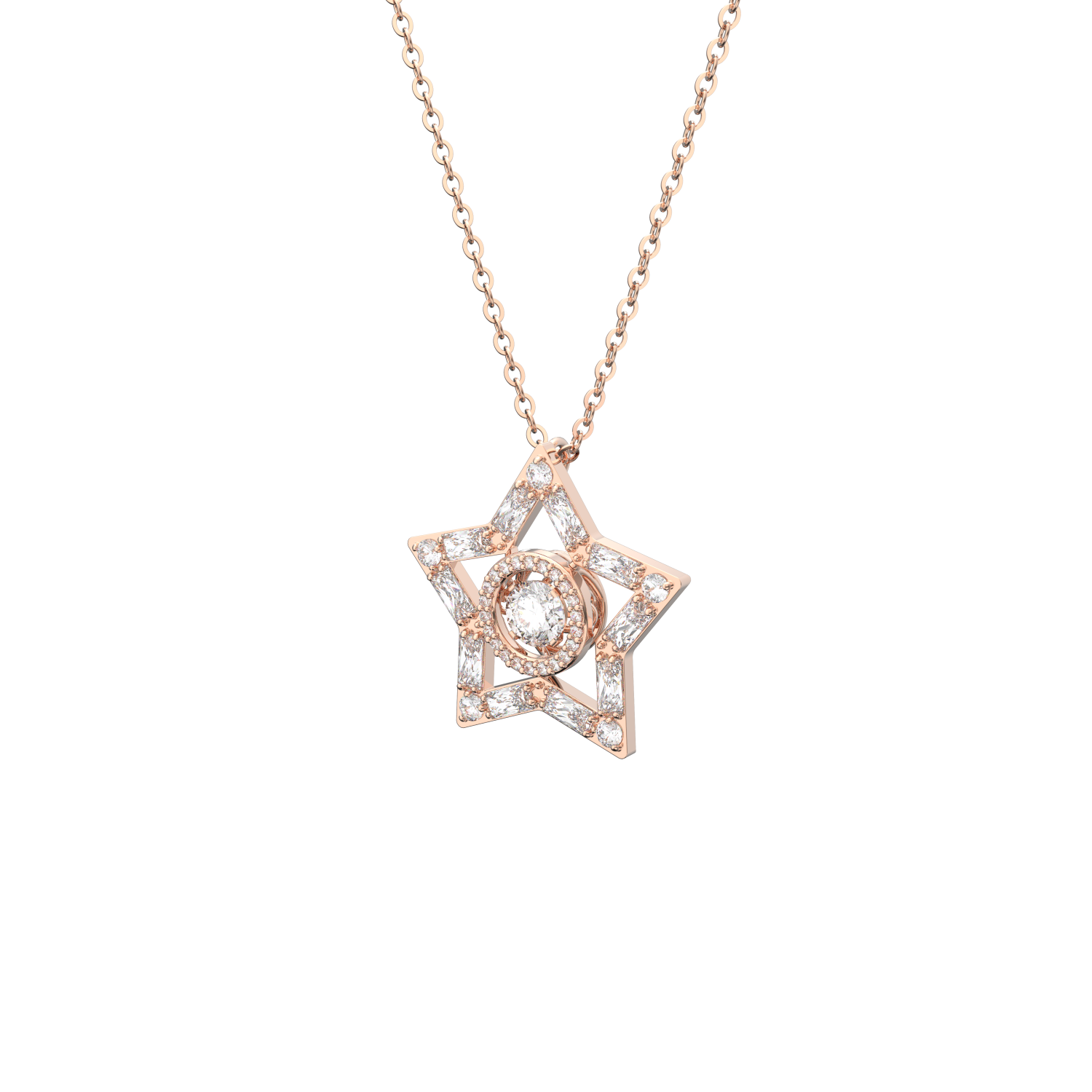 Swarovski - Pendente Stella, Stella, Bianco, Placcato color oro rosa Ref. 5617766 - SWAROVSKI