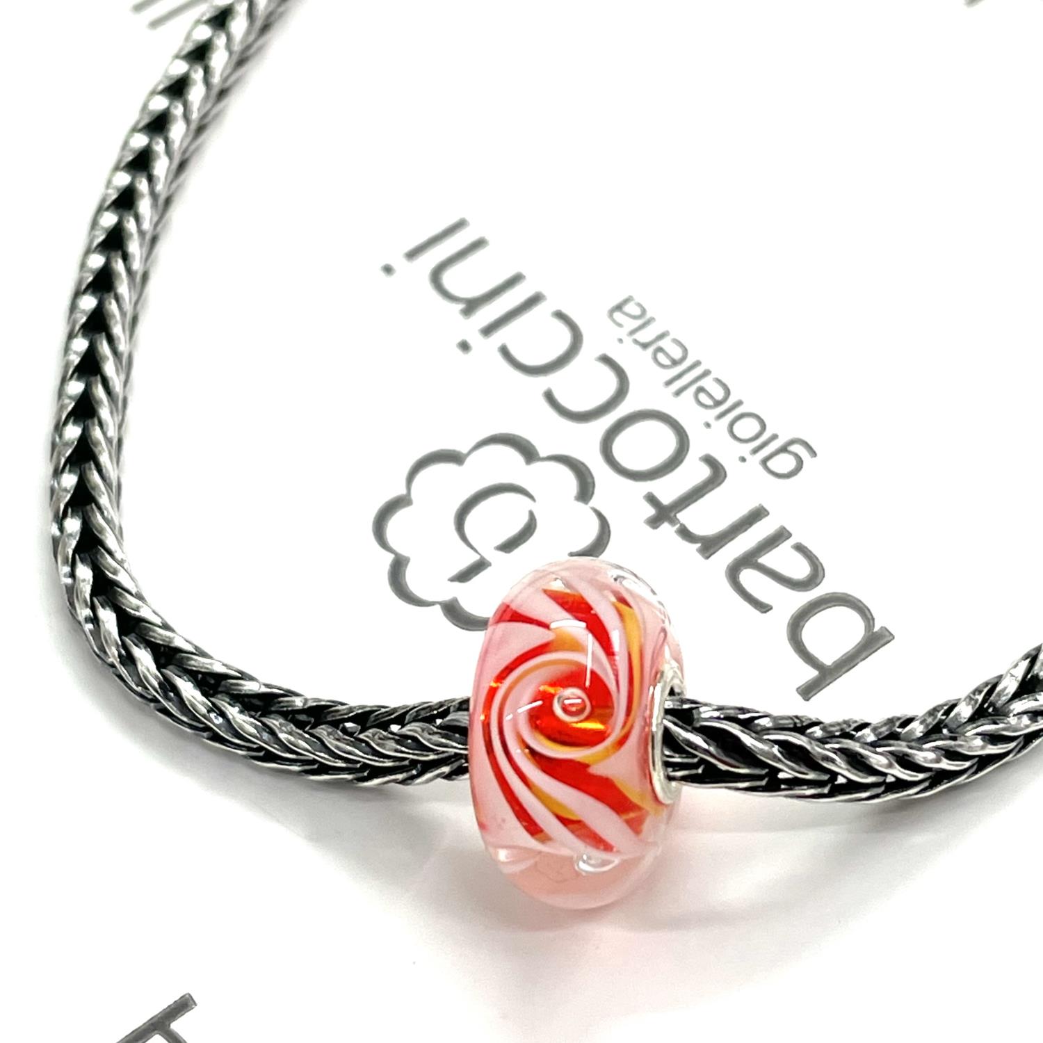 Trollbeads Unico in Vetro - OOAK Original Trollbeads vortice arancione Ref. UNICO-C3-5 - TROLLBEADS