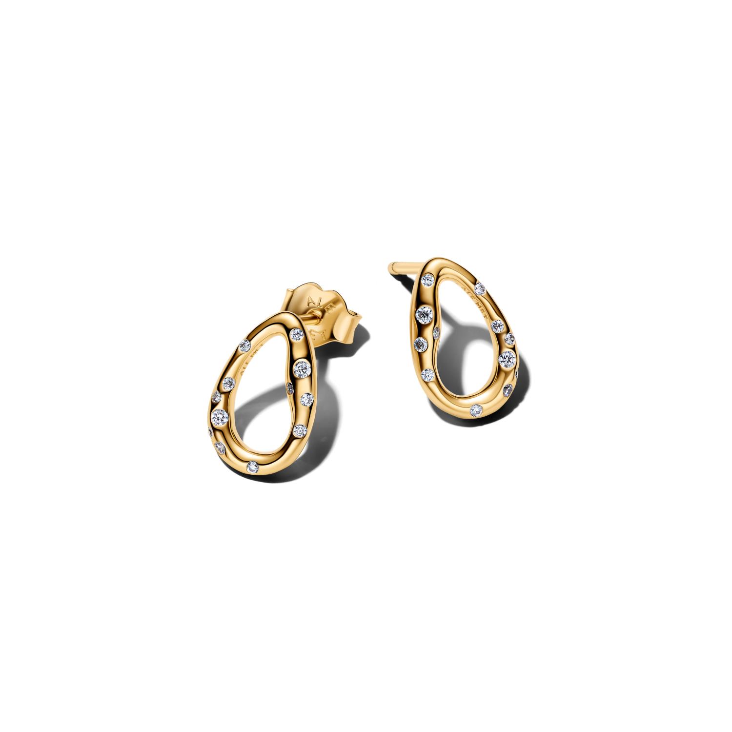 Pandora - Orecchini Ovale Linea Sinuosa con Pietre Luminose Ref. 264659C01 - PANDORA