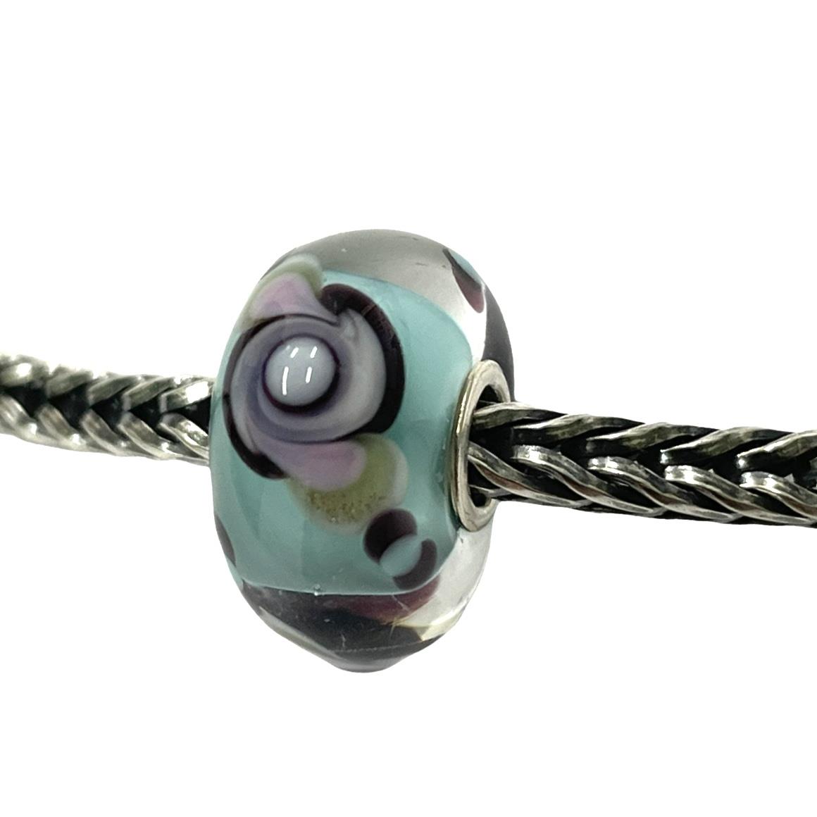 Trollbeads Unico in Vetro - OOAK Original Trollbeads fiore rosa con interno azzurro Ref. UNICO-F2-5 - TROLLBEADS