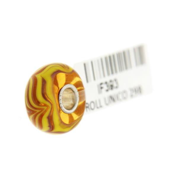 Trollbeads Unico in Vetro - OOAK Original Trollbeads Giallo tigrato Rif. UNICO 29B - TROLLBEADS