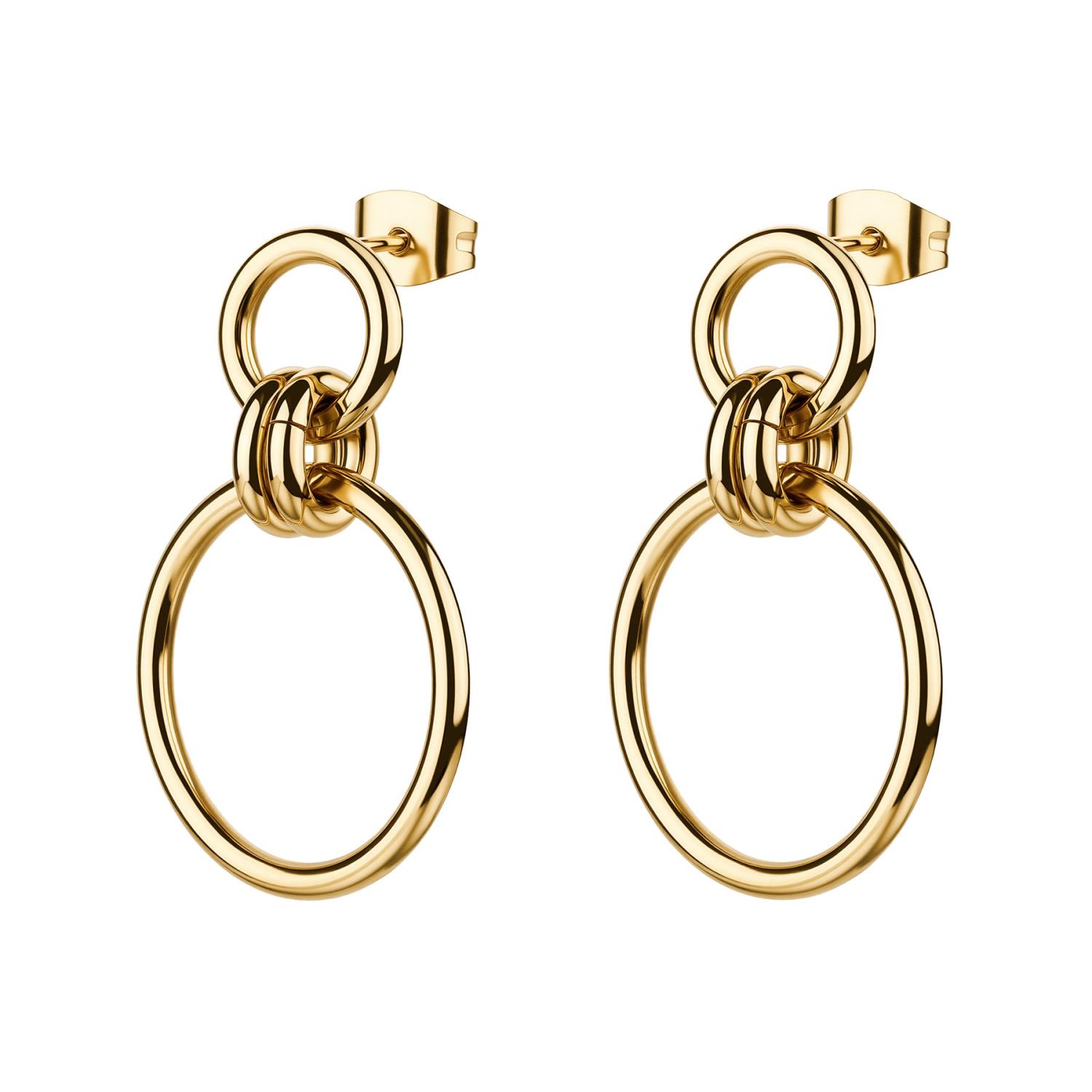 Brosway - Orecchini AURA in acciaio 316L, finitura pvd colore oro, con cerchi Ref. BAU27 - BROSWAY