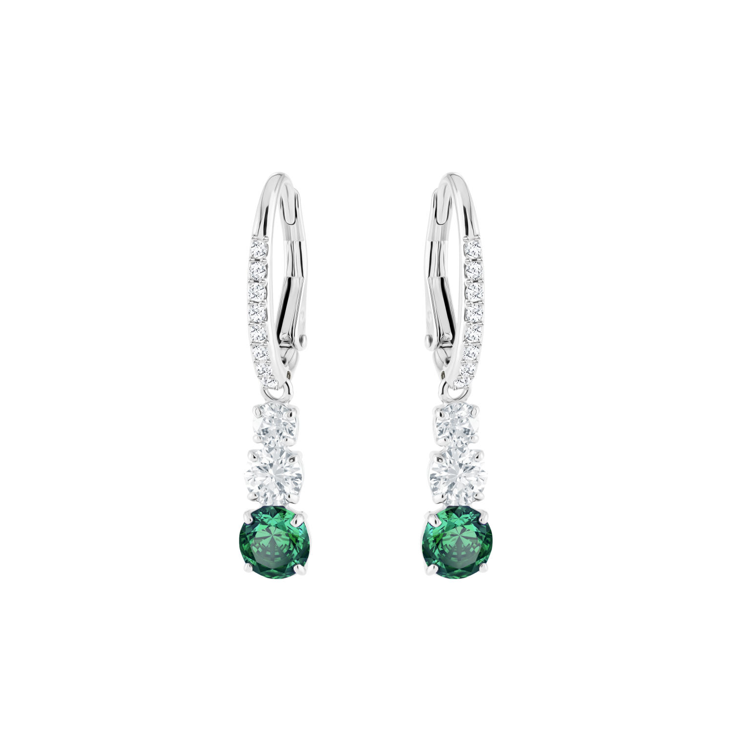 Swarovski - Orecchini Attract Trilogy Round, verde, Placcatura rodio Ref. 5414682 - SWAROVSKI