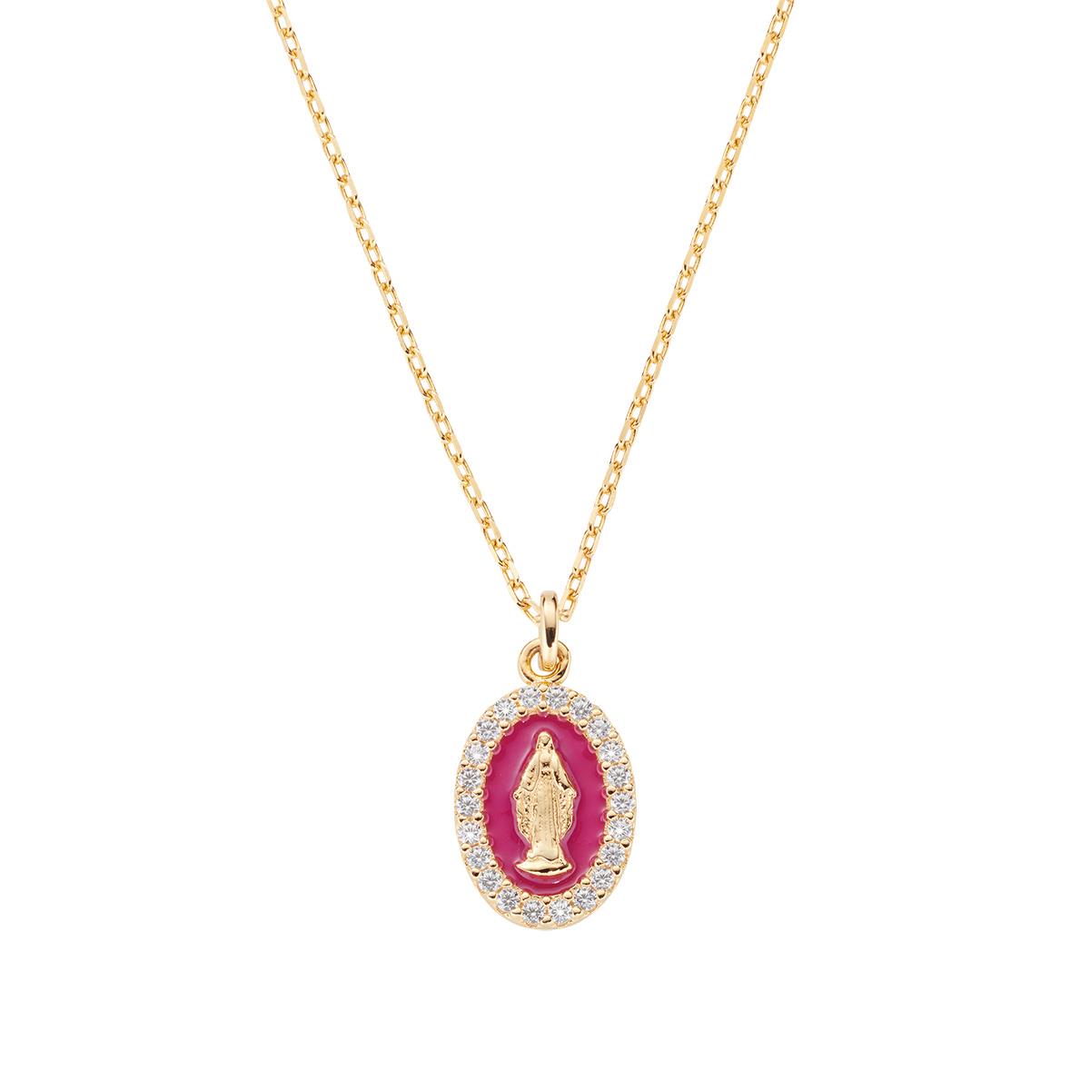 Collana mini Medaglia Miracolosa smaltata Bordeaux - Amen Collection Ref. CLMISMGBO - AMEN