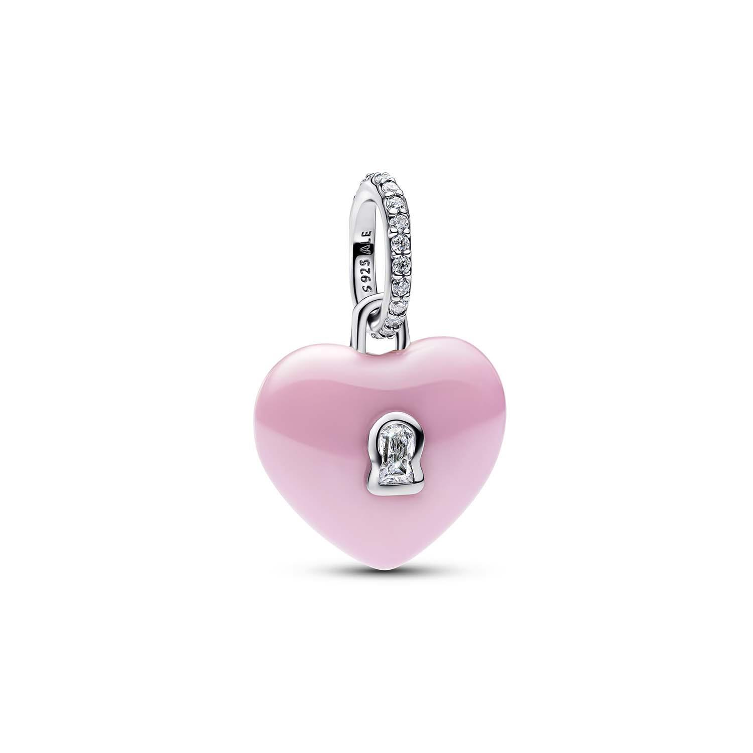 Pandora - Pendente Lucchetto Cuore Rosa "Yours" in ceramica  Ref. 794424C01 - PANDORA