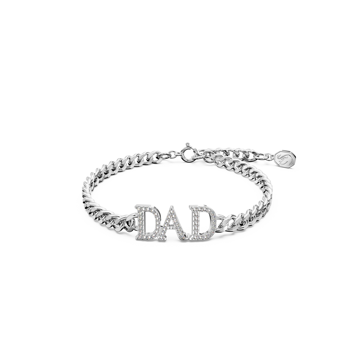 Swarovski - Braccialetto Father's Day - Dad, Bianco, Placcato rodio Ref. 5658330 - SWAROVSKI