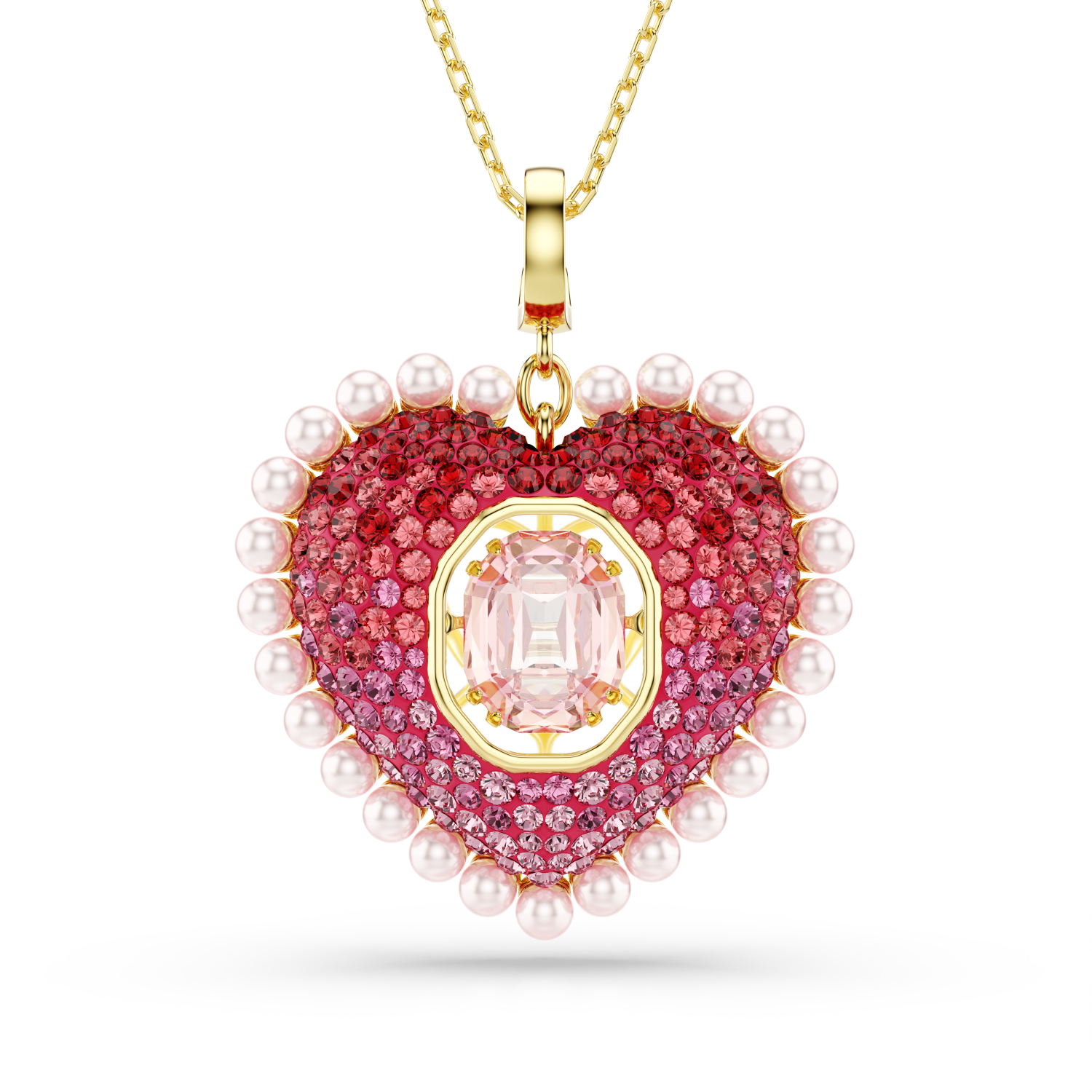Swarovski - Pendente Idyllia, Taglio misto, Cuore, Rosa, Placcato color oro Ref. 5742958 - SWAROVSKI