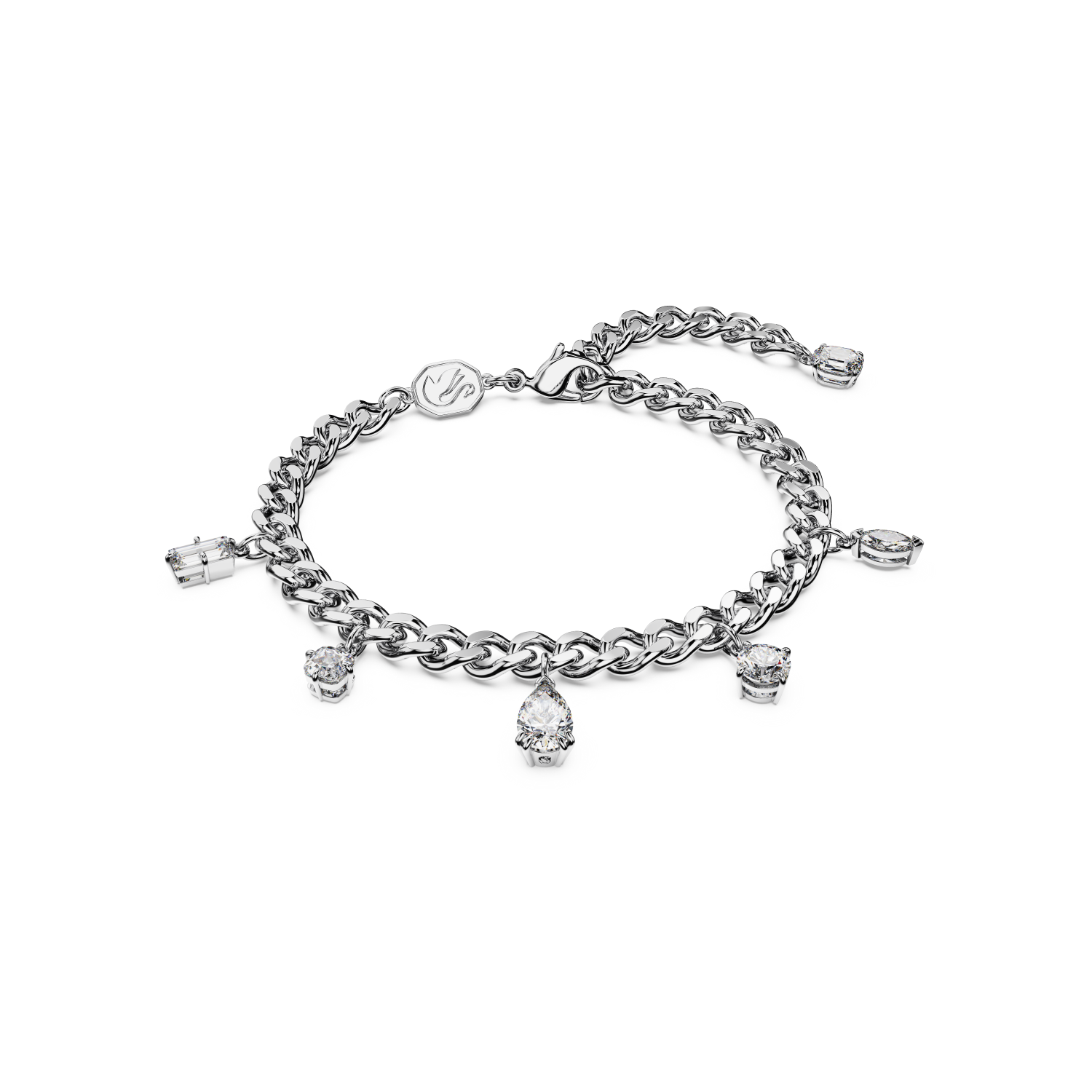 Swarovski - Braccialetto Dextera, Taglio misto, Bianco, Placcato rodio Ref. 5671184 - SWAROVSKI